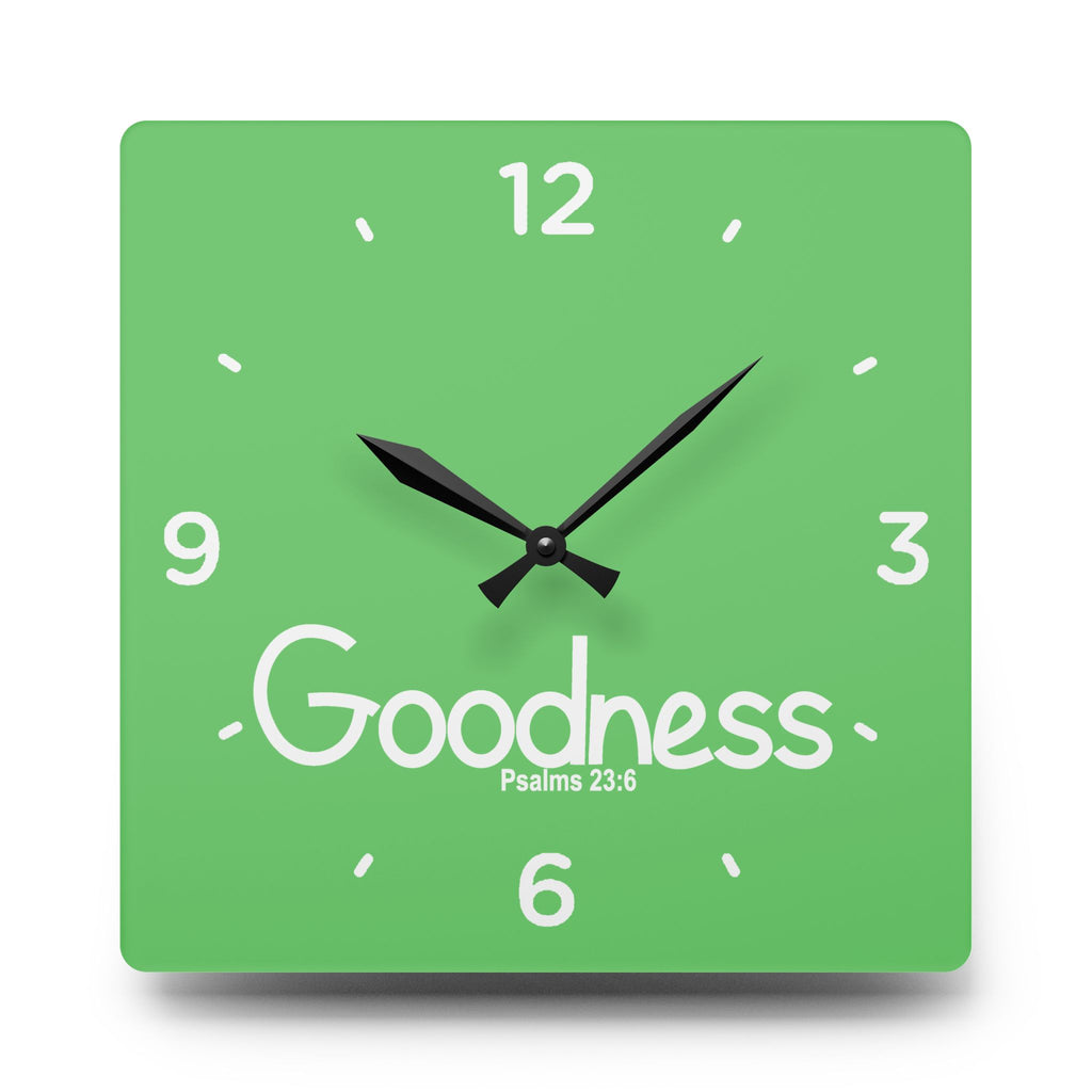 Goodness Acrylic Wall Clock – Psalms 23:6 Inspirational Scripture Clock