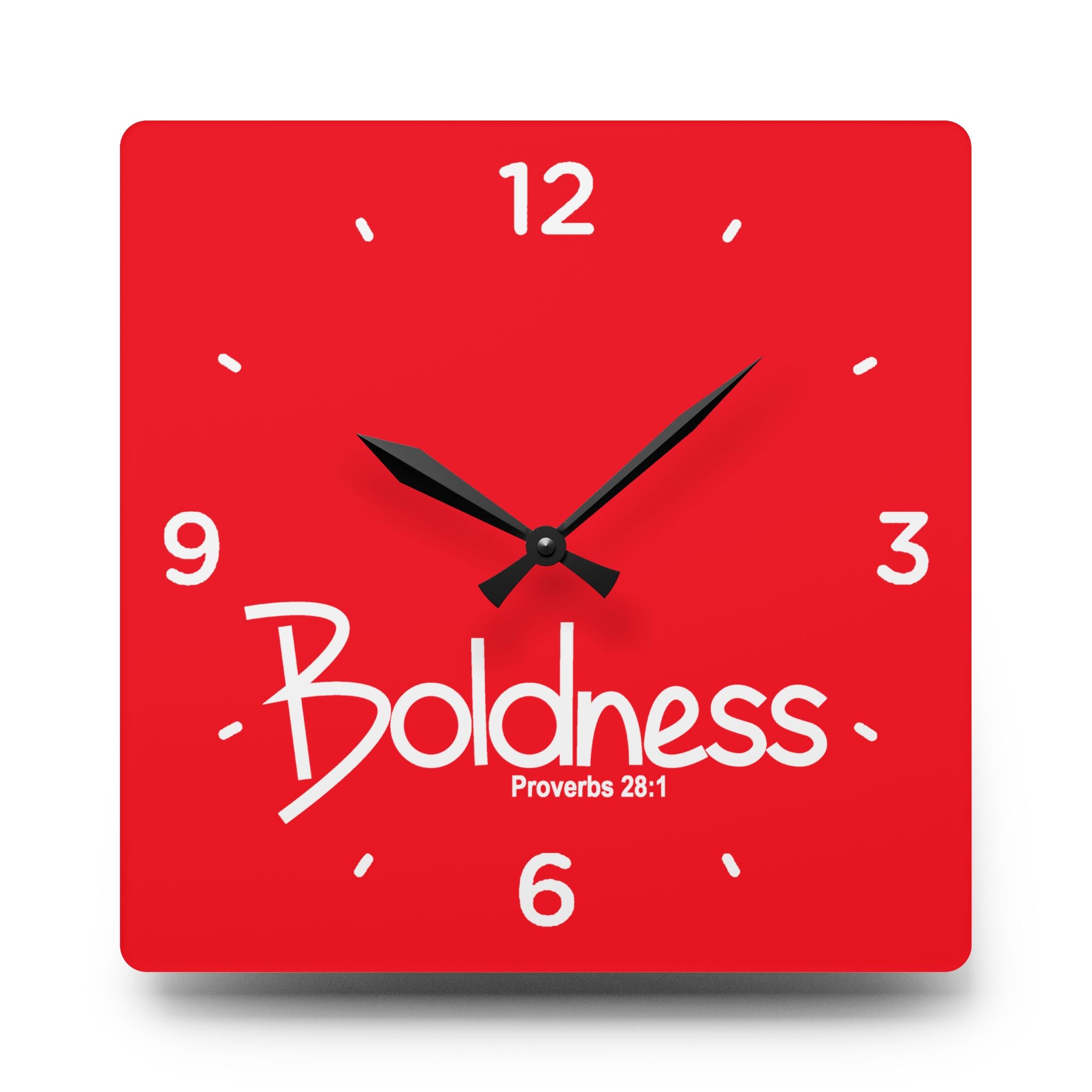 Boldness Acrylic Wall Clock – Proverbs 28:1 Inspirational Scripture Clock