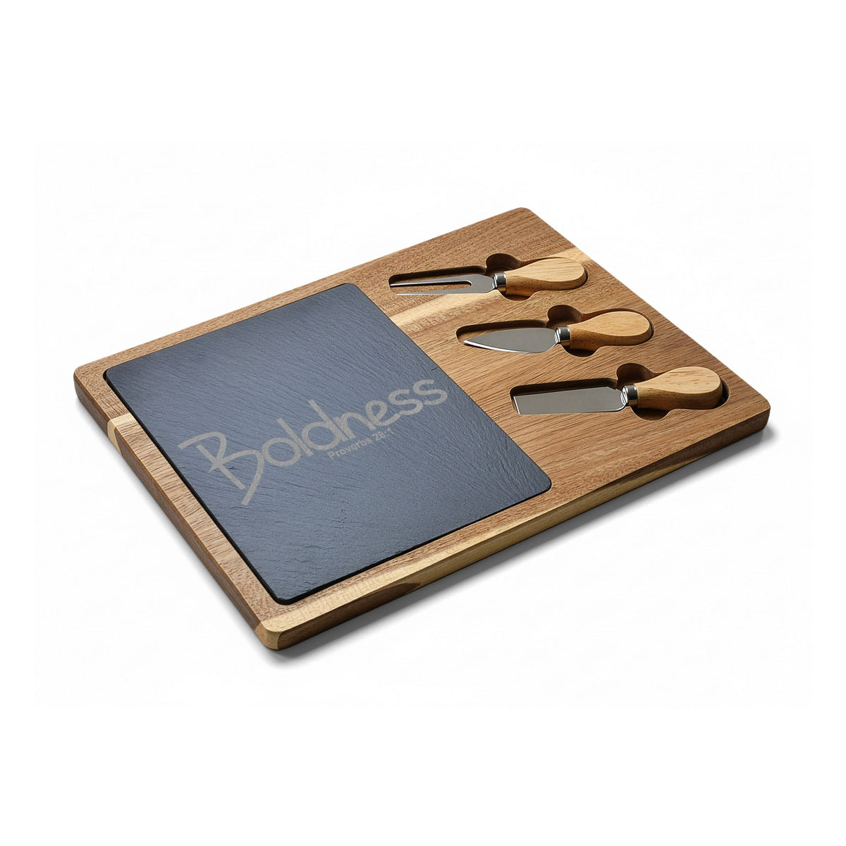 Engraved Charcuterie Board with Slate Insert (Boldness)
