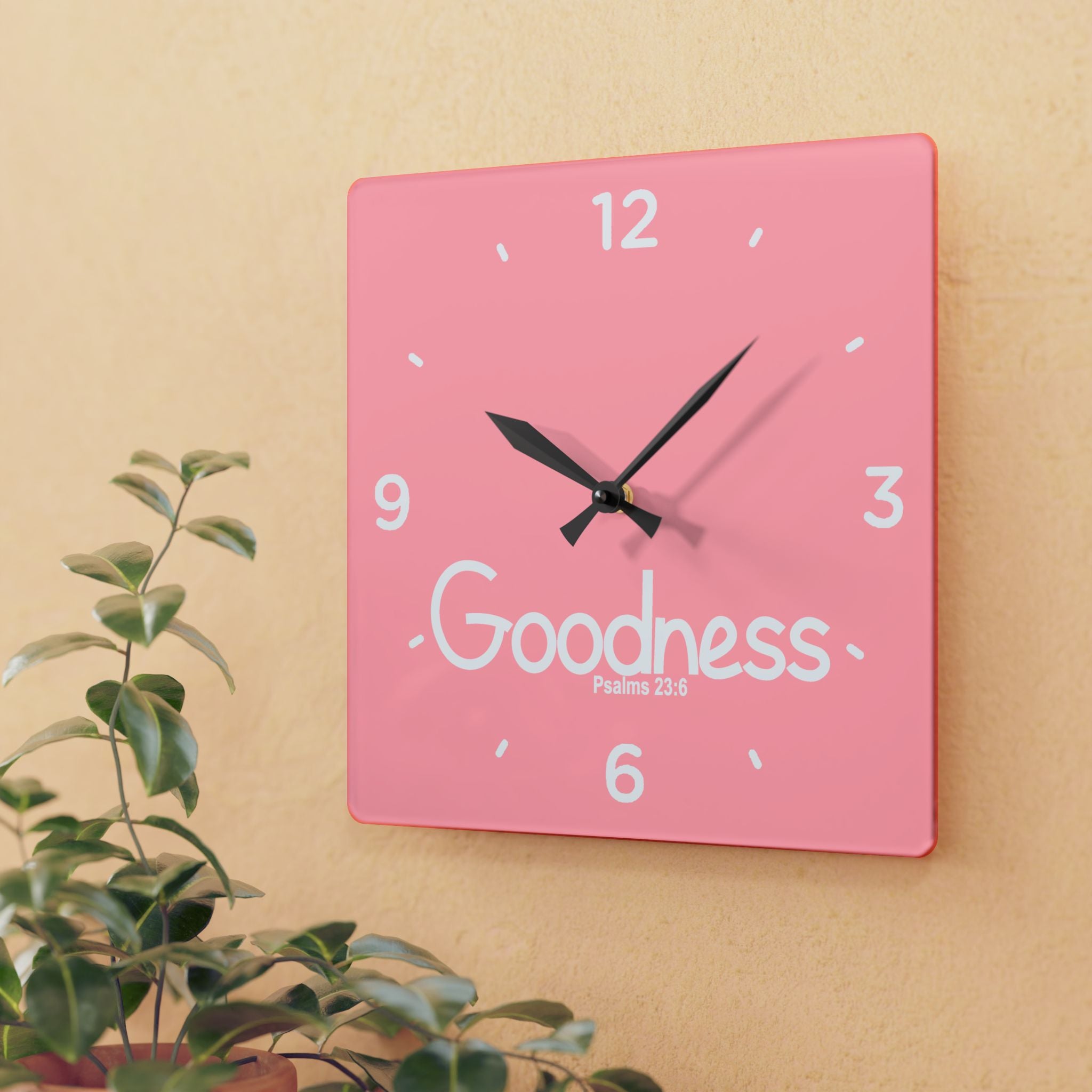 Goodness Acrylic Wall Clock – Psalms 23:6 Inspirational Scripture Clock
