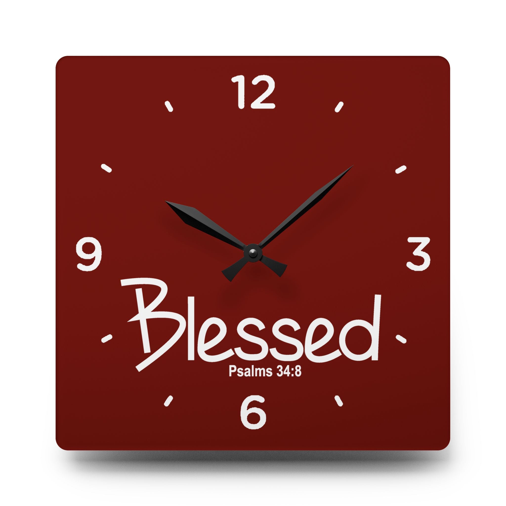 Blessed Acrylic Wall Clock – Psalms 34:8 Inspirational Scripture Clock