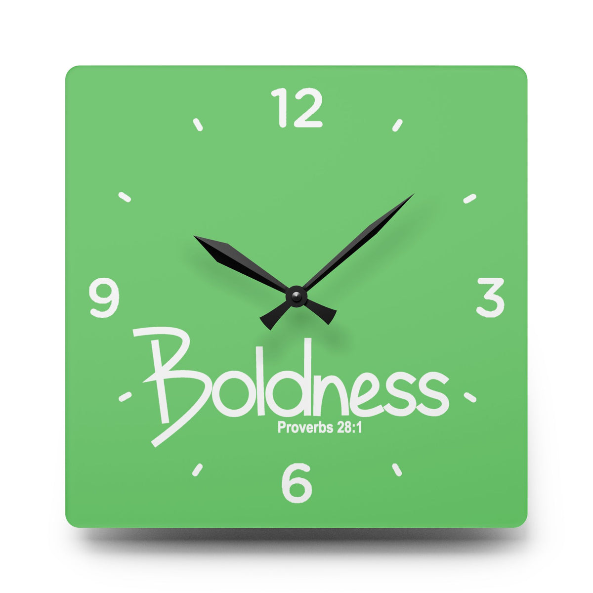 Boldness Acrylic Wall Clock – Proverbs 28:1 Inspirational Scripture Clock
