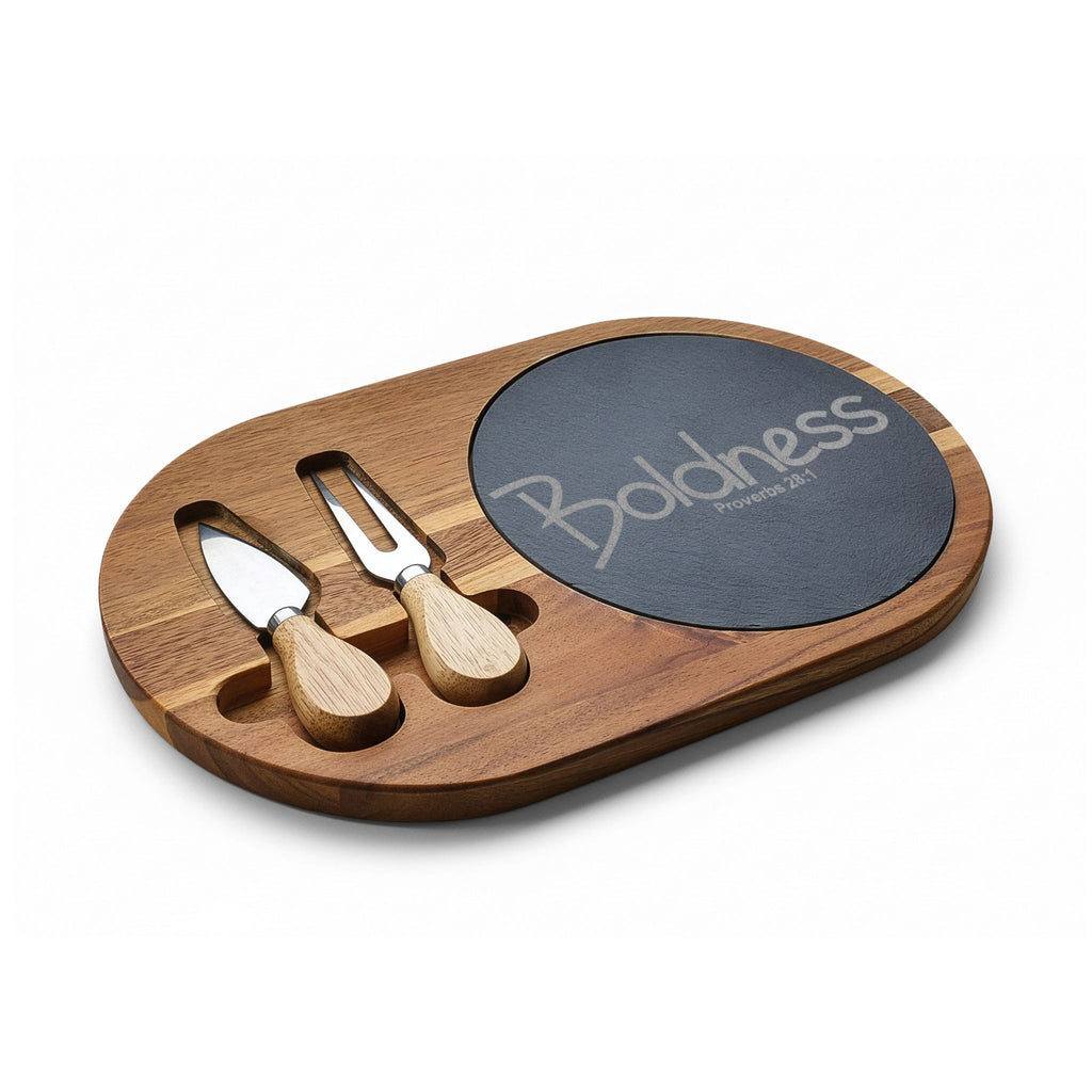 Engraved Charcuterie Board with Slate Insert (Boldness)