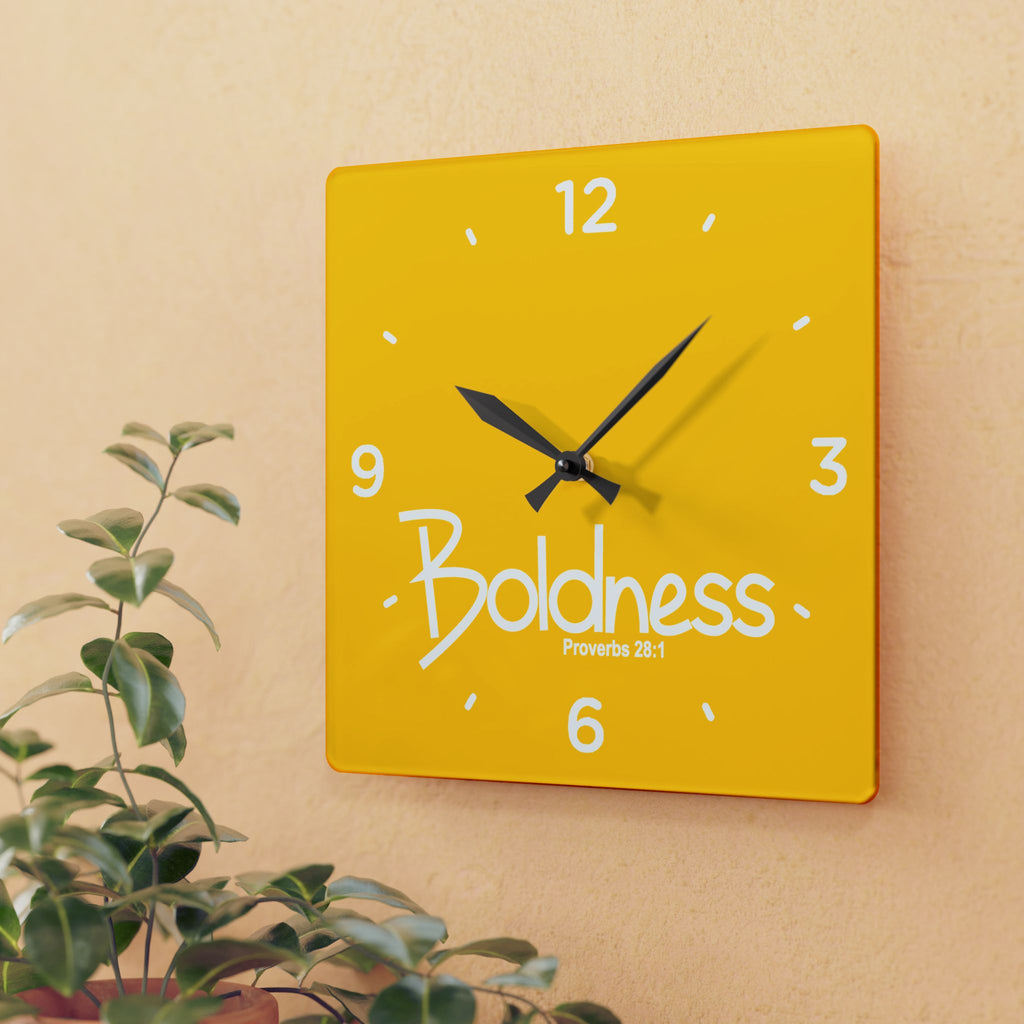 Boldness Acrylic Wall Clock – Proverbs 28:1 Inspirational Scripture Clock