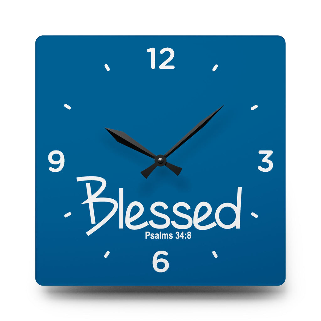 Blessed Acrylic Wall Clock – Psalms 34:8 Inspirational Scripture Clock