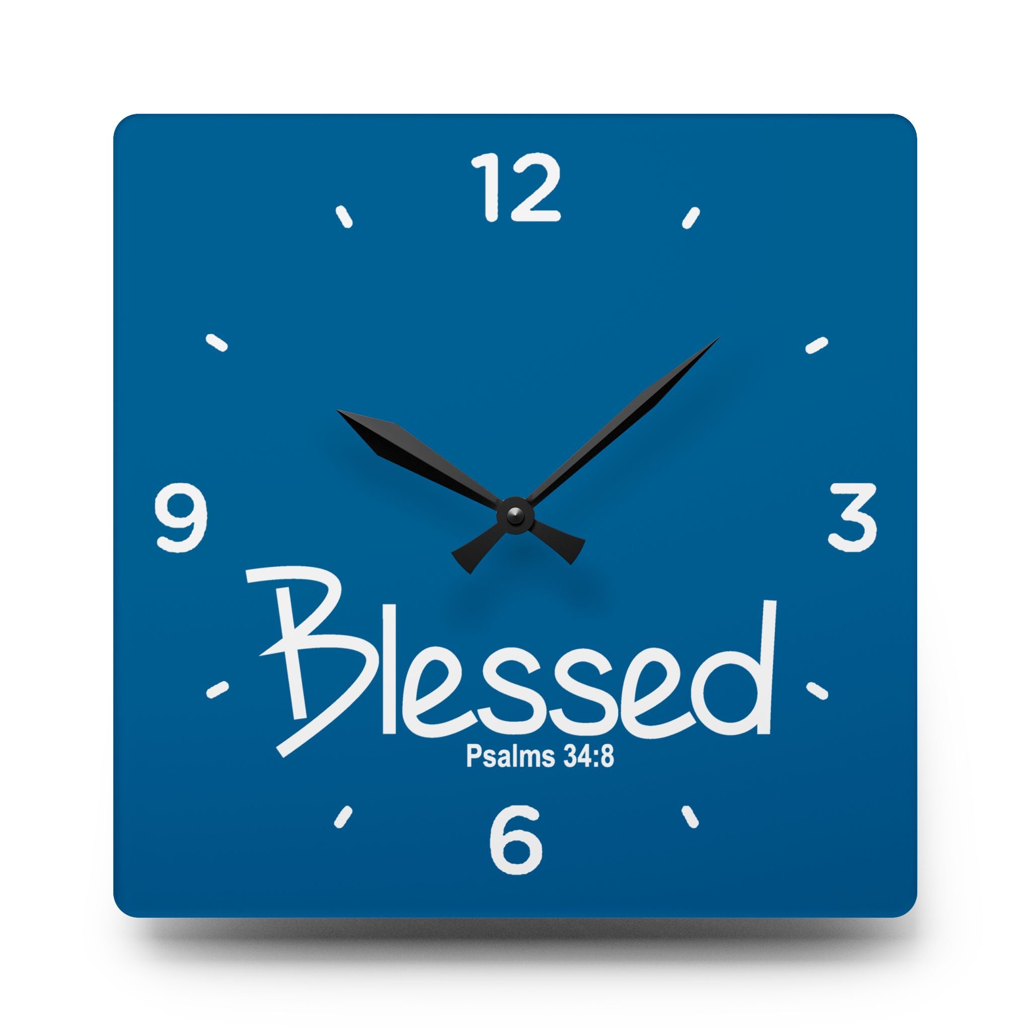 Blessed Acrylic Wall Clock – Psalms 34:8 Inspirational Scripture Clock
