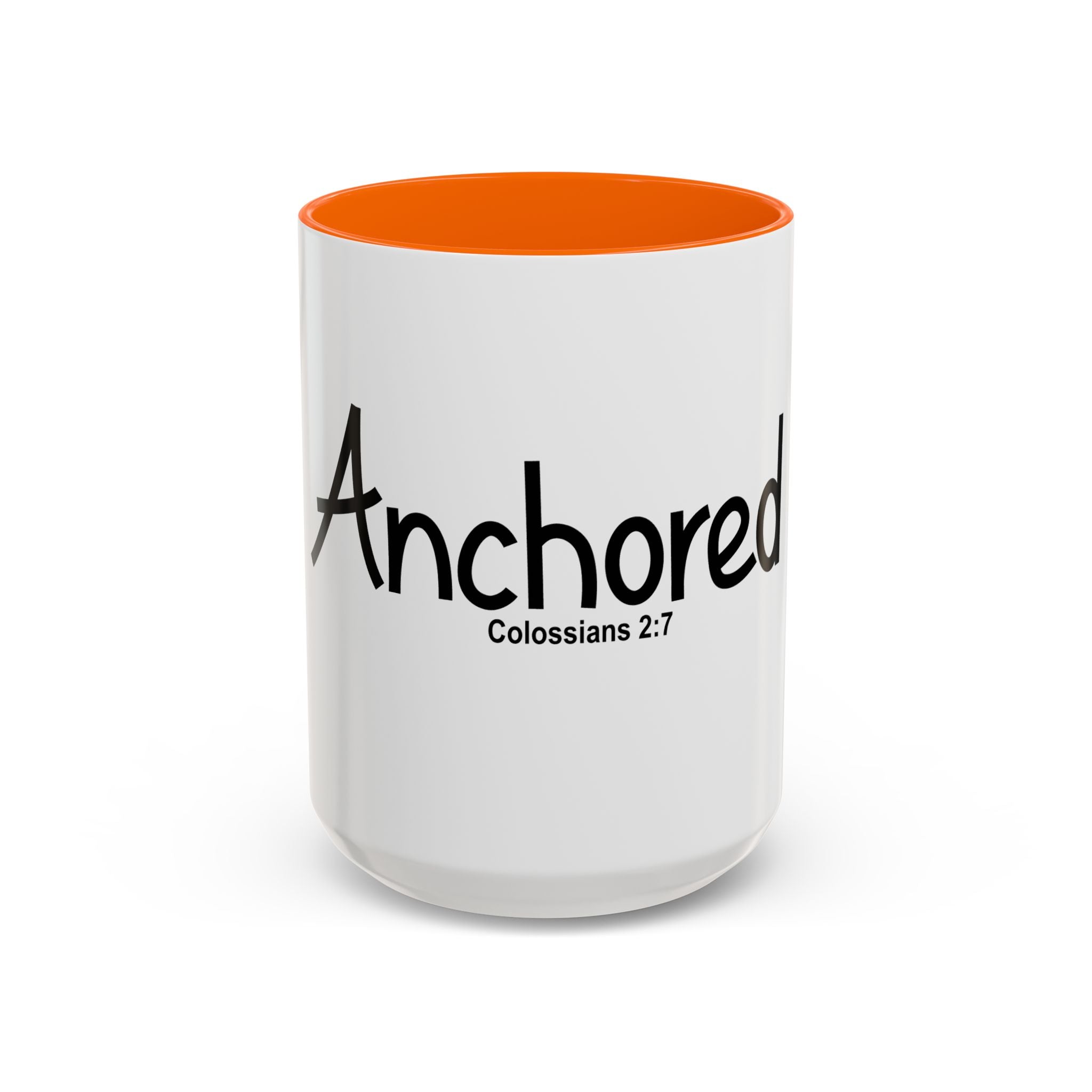 Anchored Coffee Mug — 'Anchored' Colossians 2:7 Scripture Accent Mug (11/15 oz)