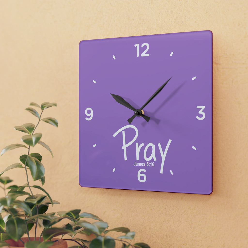 Pray Acrylic Wall Clock – James 5:16 Inspirational Scripture Clock
