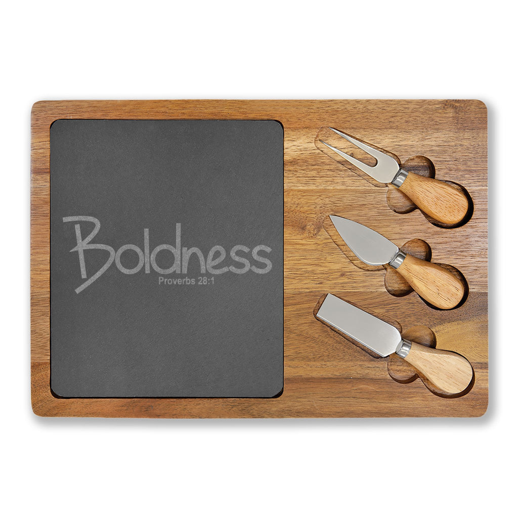Engraved Charcuterie Board with Slate Insert (Boldness)