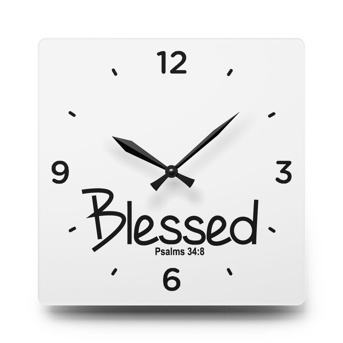Blessed Acrylic Wall Clock – Psalms 34:8 Inspirational Scripture Clock