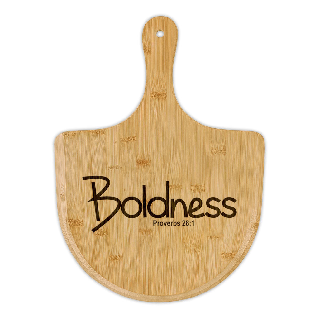 Engraved Bamboo Pizza Peel Serving Board (Boldness)