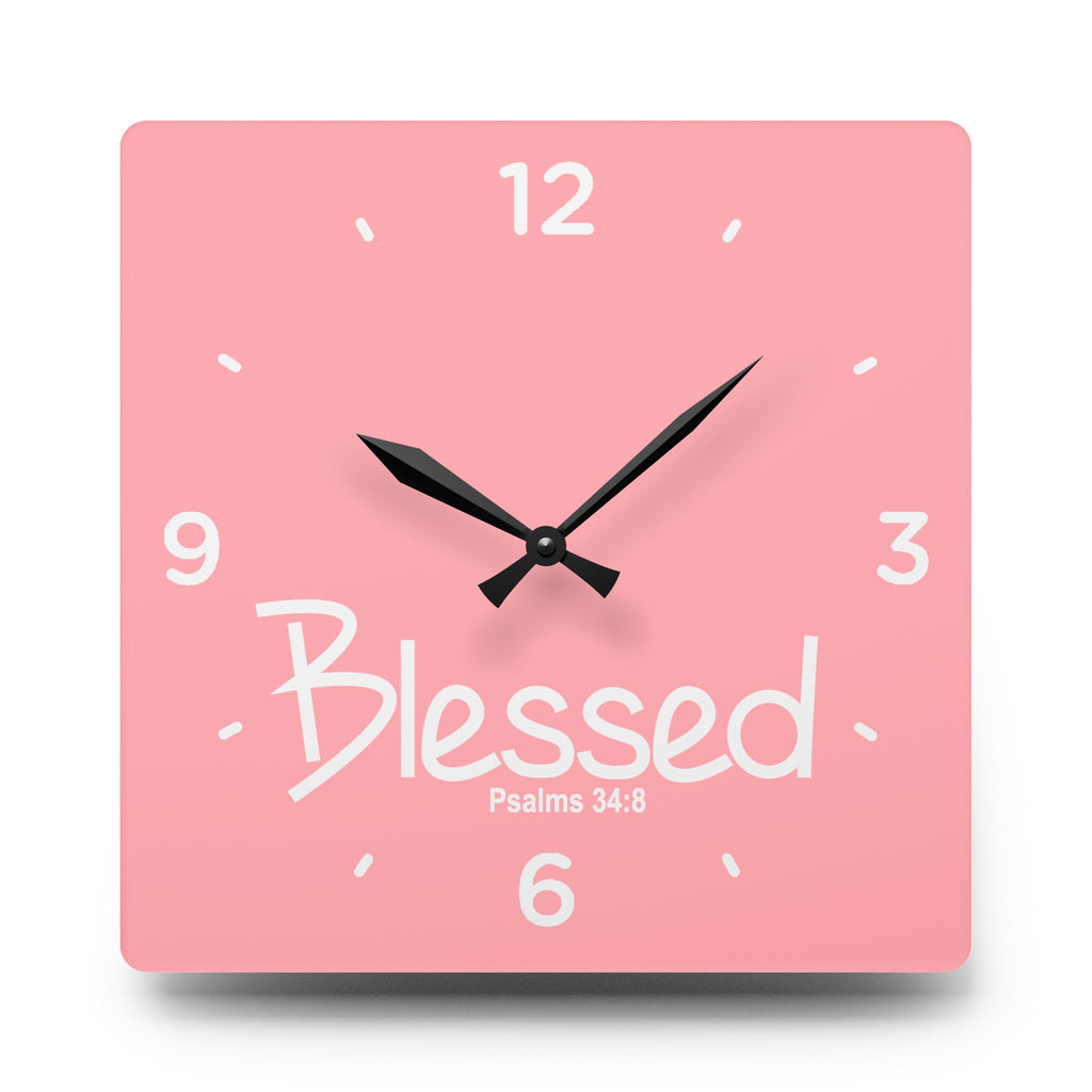 Blessed Acrylic Wall Clock – Psalms 34:8 Inspirational Scripture Clock