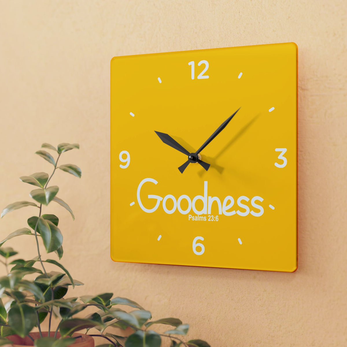 Goodness Acrylic Wall Clock – Psalms 23:6 Inspirational Scripture Clock