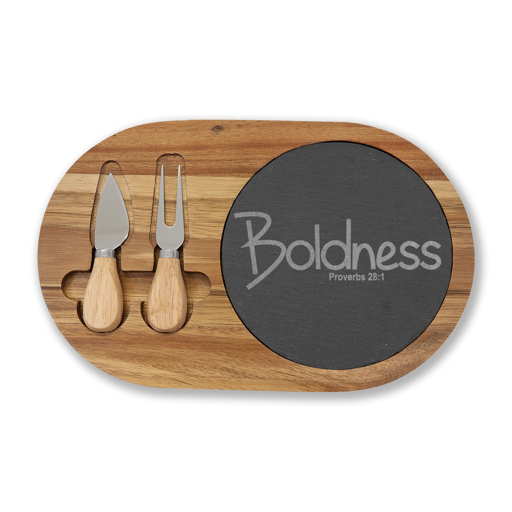 Engraved Charcuterie Board with Slate Insert (Boldness)