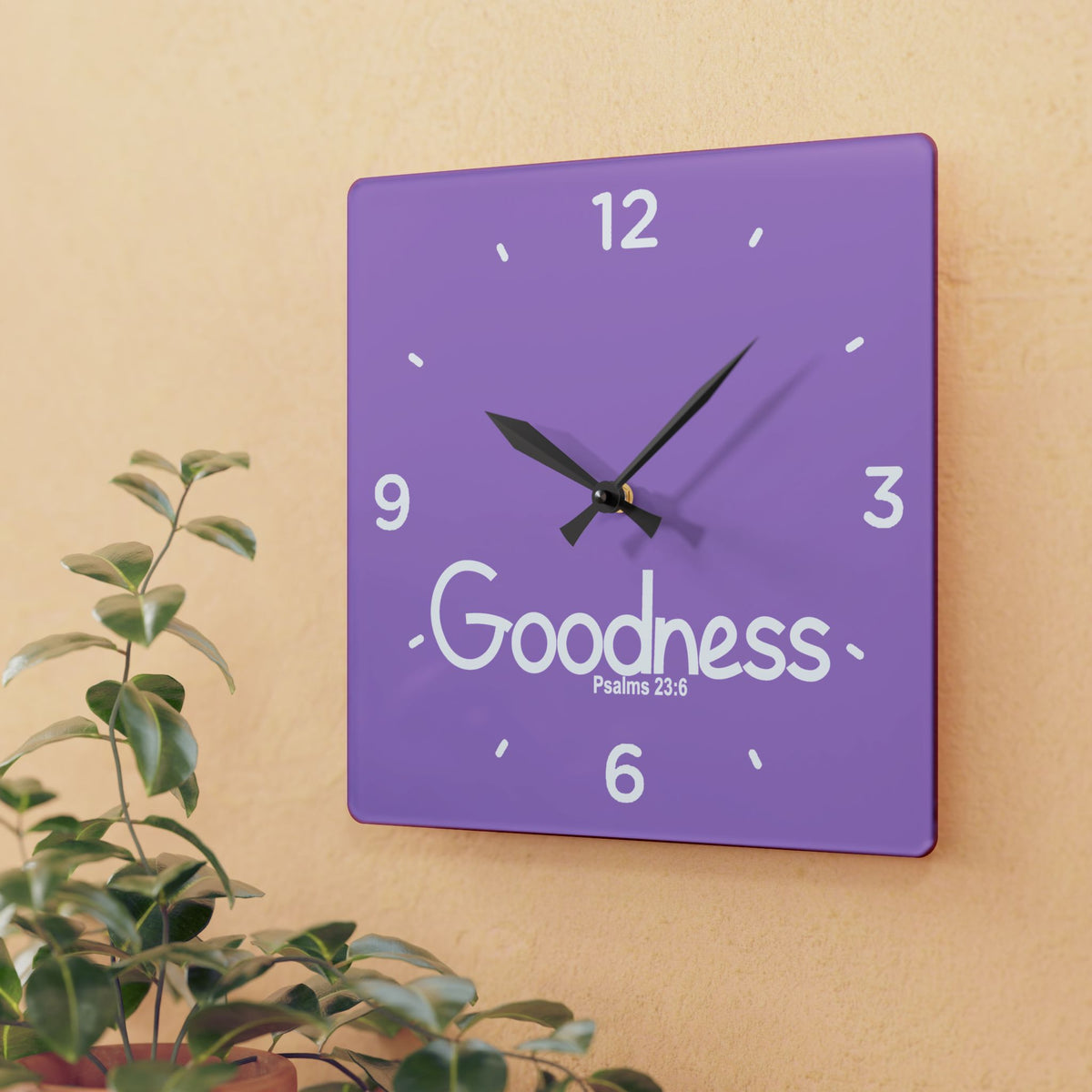 Goodness Acrylic Wall Clock – Psalms 23:6 Inspirational Scripture Clock
