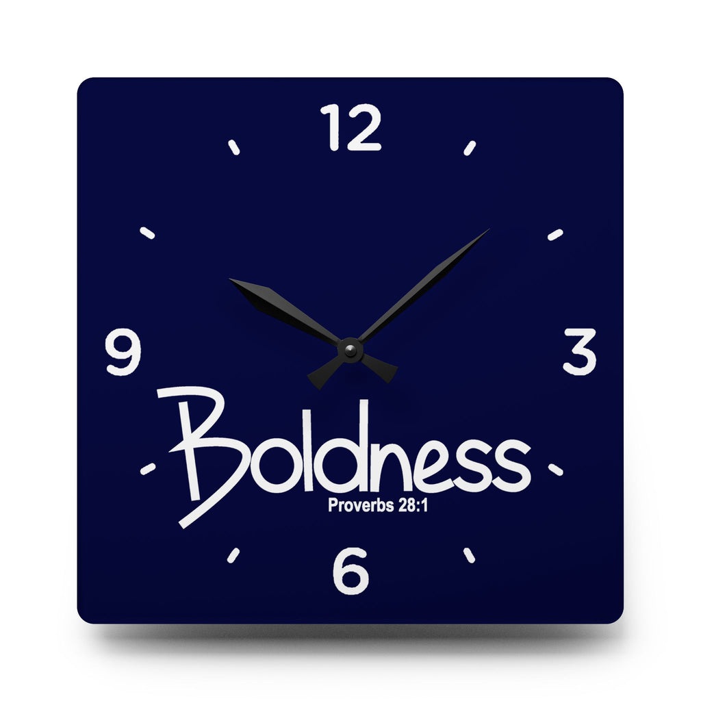 Boldness Acrylic Wall Clock – Proverbs 28:1 Inspirational Scripture Clock