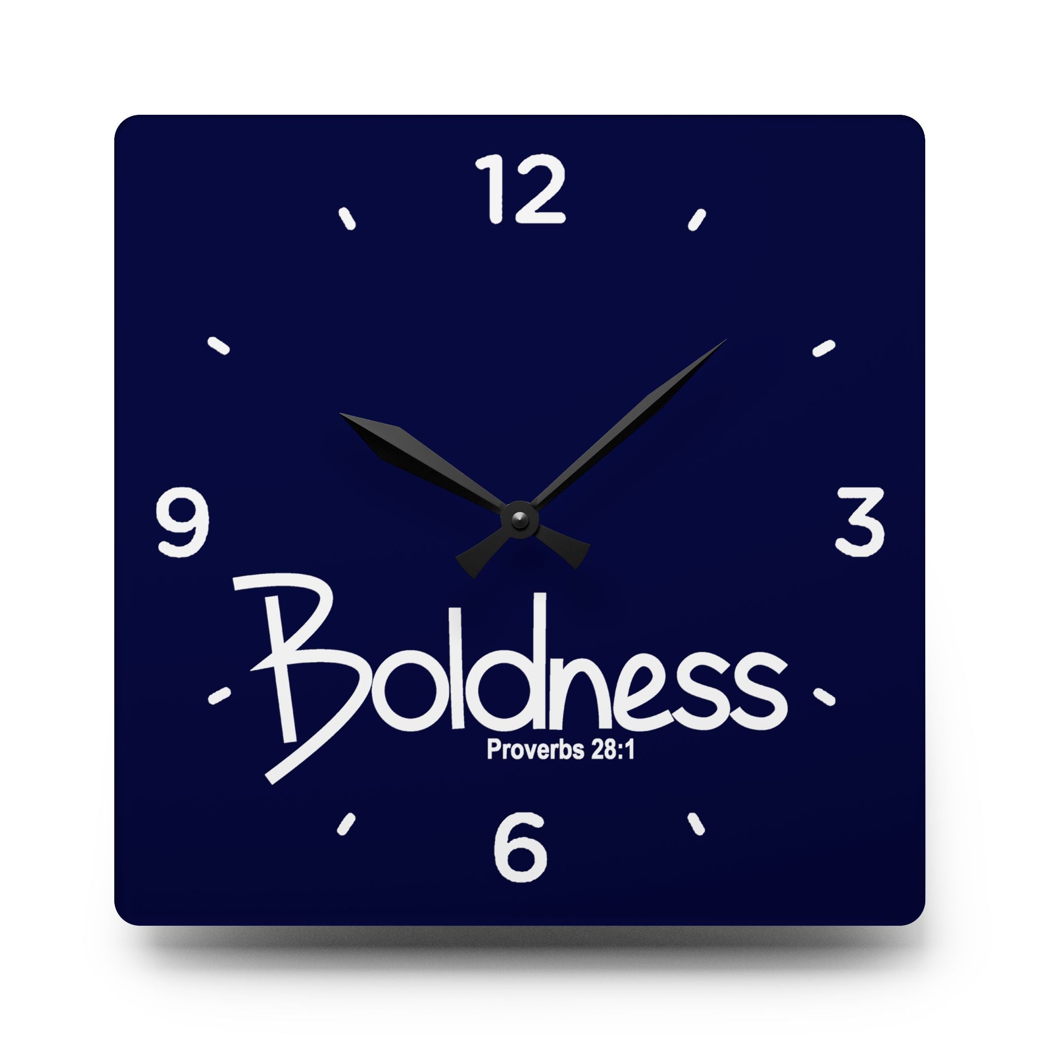 Boldness Acrylic Wall Clock – Proverbs 28:1 Inspirational Scripture Clock