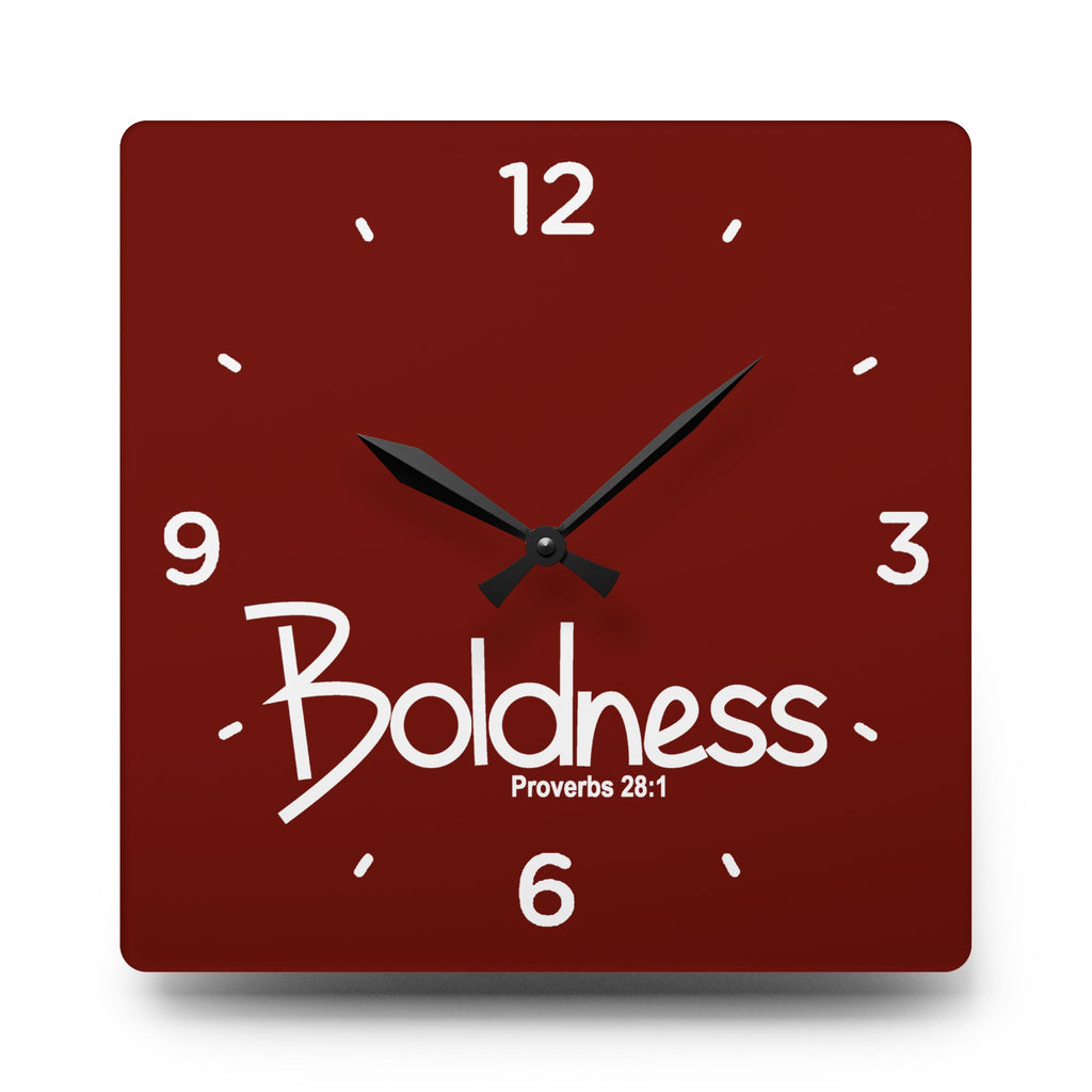 Boldness Acrylic Wall Clock – Proverbs 28:1 Inspirational Scripture Clock