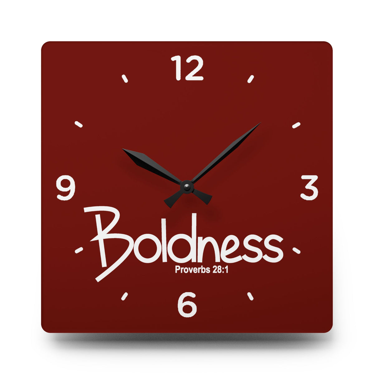 Boldness Acrylic Wall Clock – Proverbs 28:1 Inspirational Scripture Clock