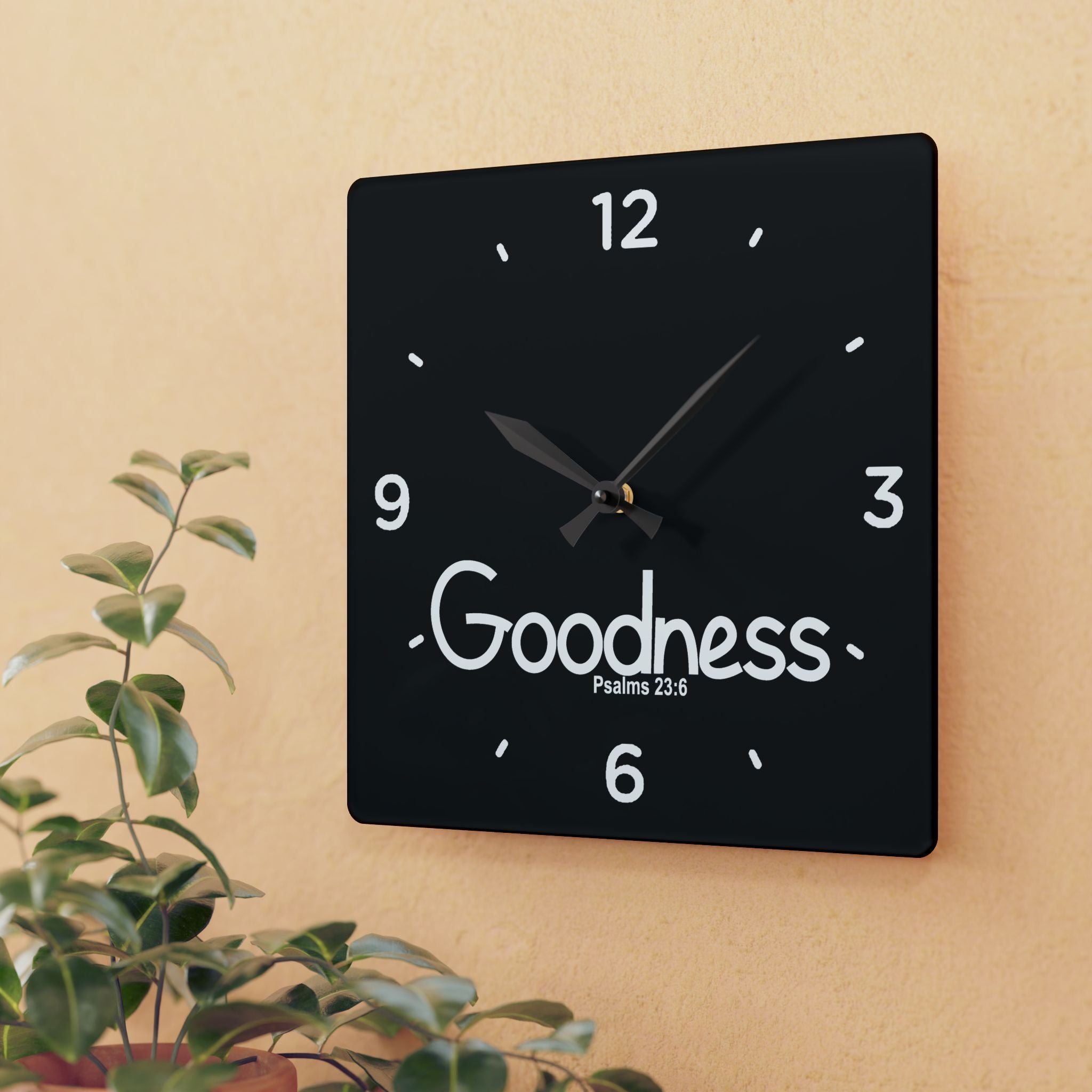 Goodness Acrylic Wall Clock – Psalms 23:6 Inspirational Scripture Clock