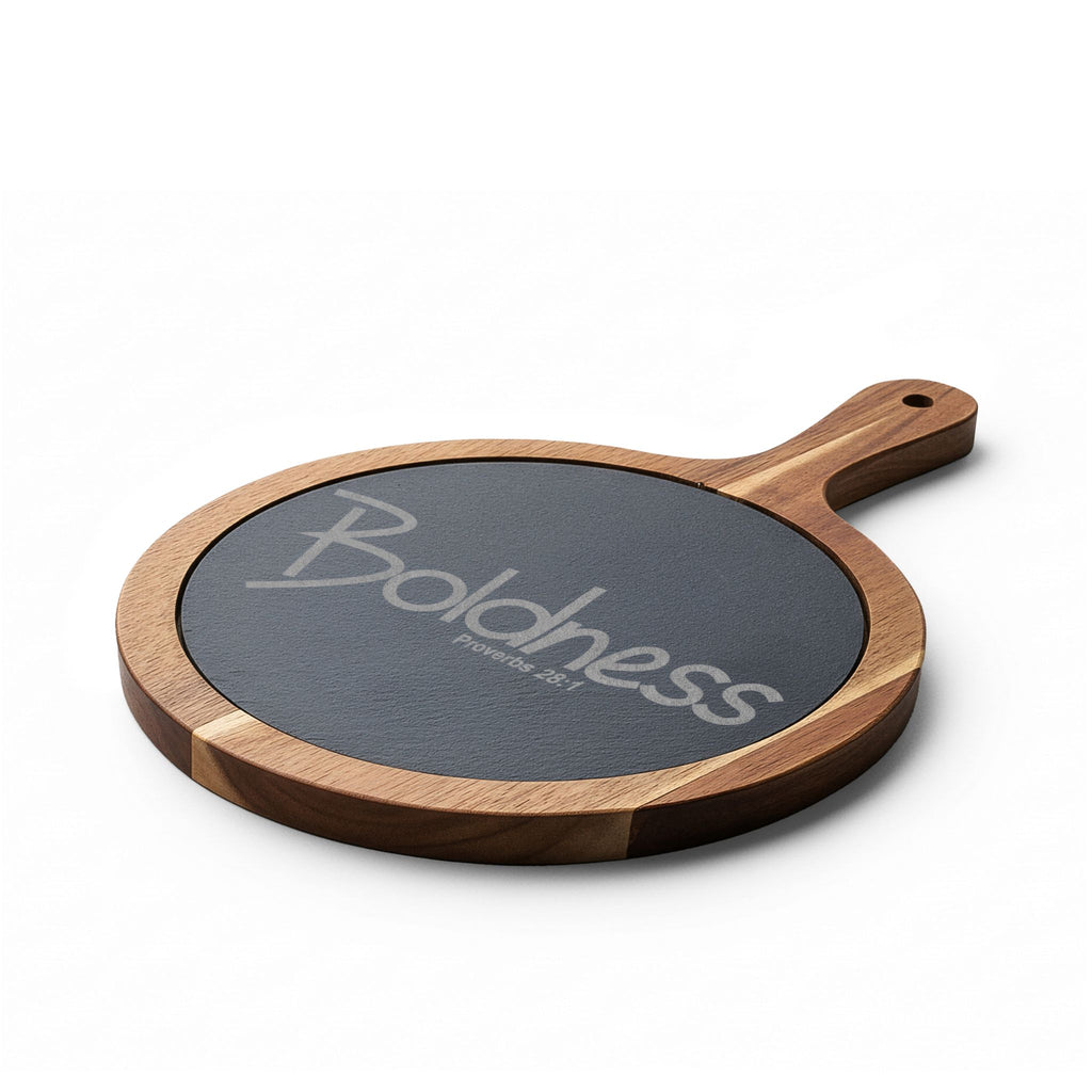 Engraved Charcuterie Board with Slate Insert (Boldness)