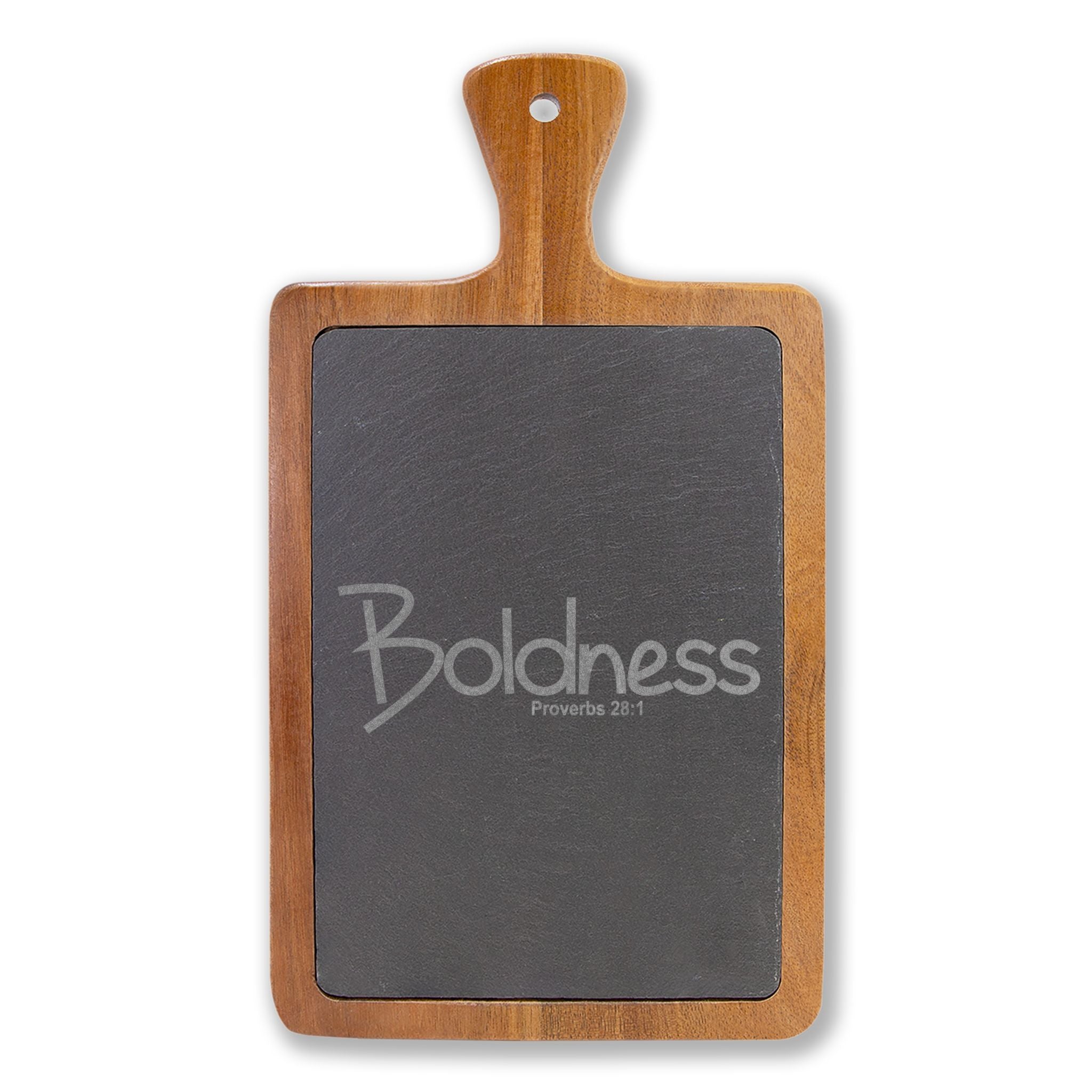 Engraved Charcuterie Board with Slate Insert (Boldness)