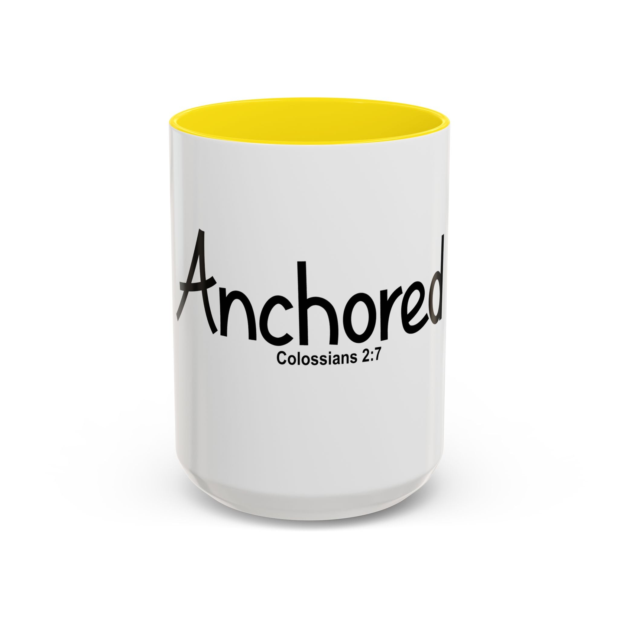 Anchored Coffee Mug — 'Anchored' Colossians 2:7 Scripture Accent Mug (11/15 oz)