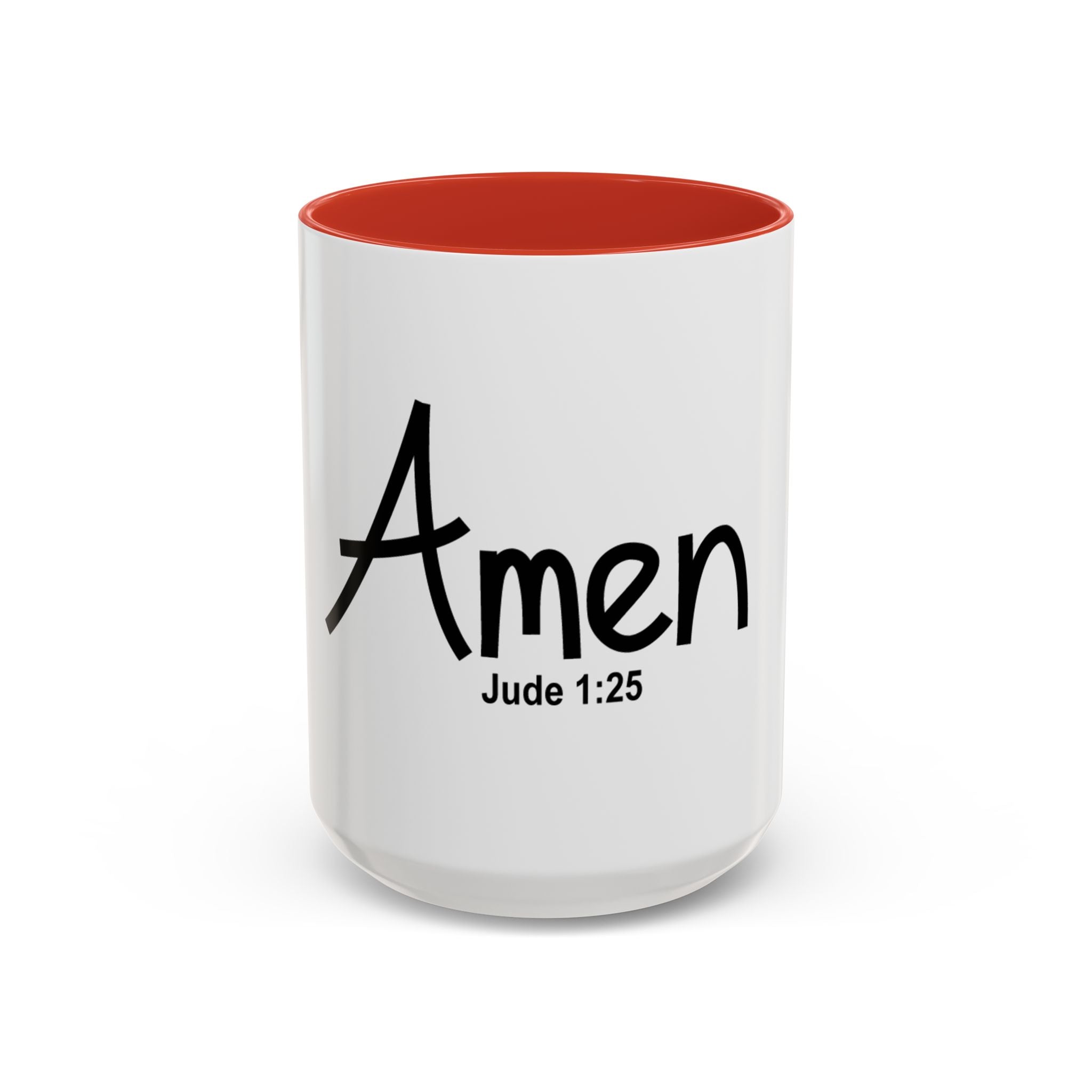 Amen Jude 1:25 Accent Coffee Mug — Christian Faith Scripture Tea Mug (11/15oz)