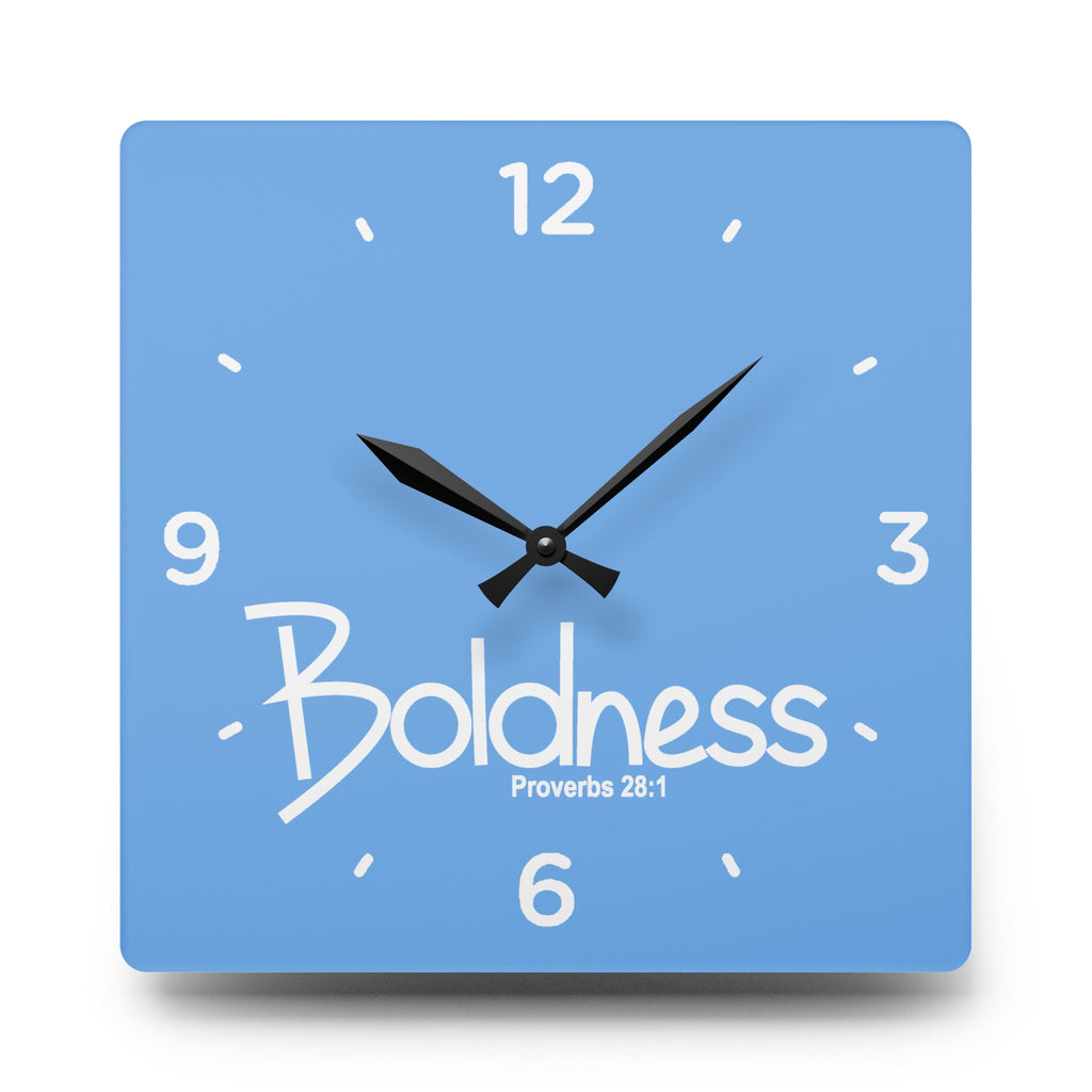 Boldness Acrylic Wall Clock – Proverbs 28:1 Inspirational Scripture Clock
