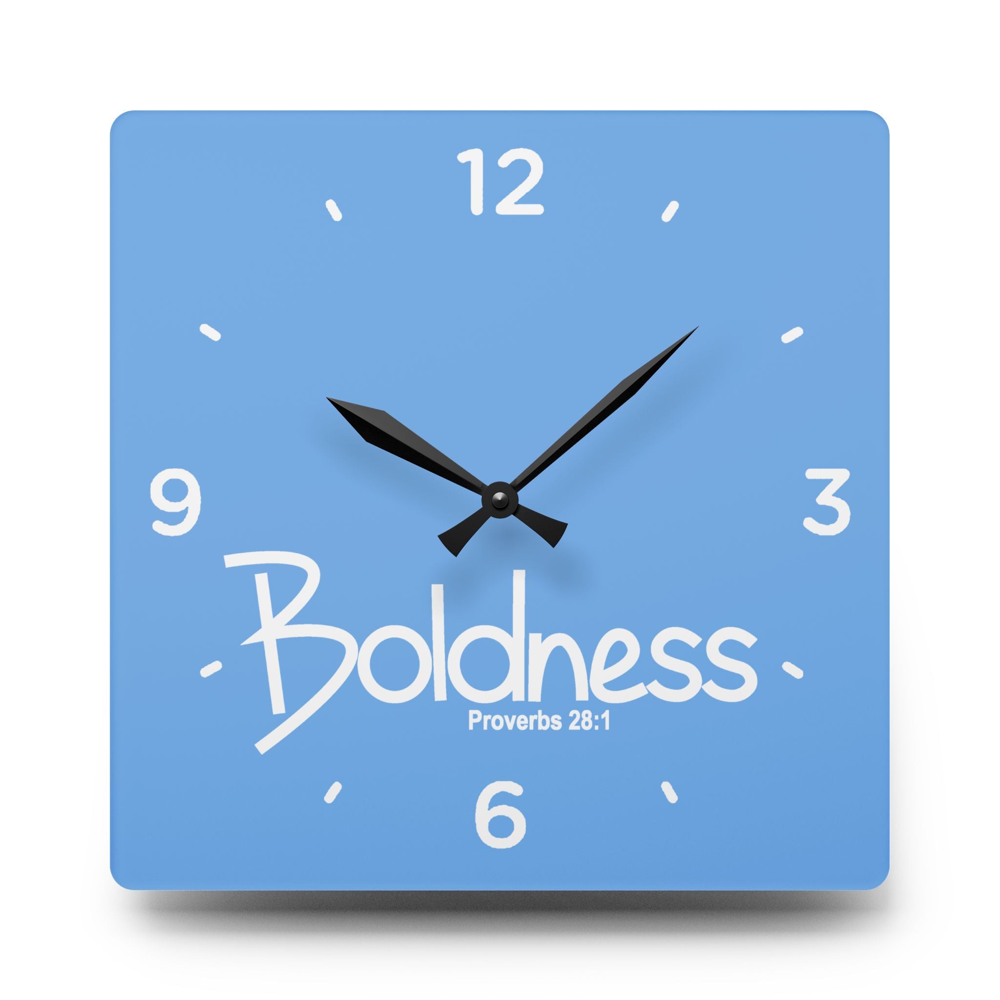 Boldness Acrylic Wall Clock – Proverbs 28:1 Inspirational Scripture Clock