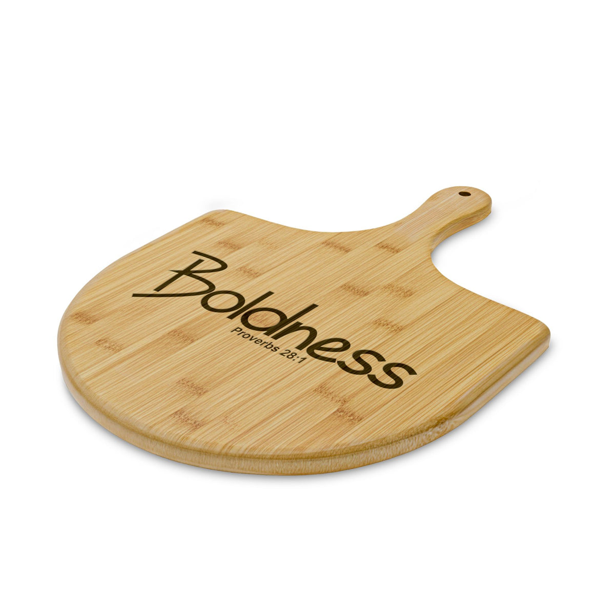 Engraved Bamboo Pizza Peel Serving Board (Boldness)