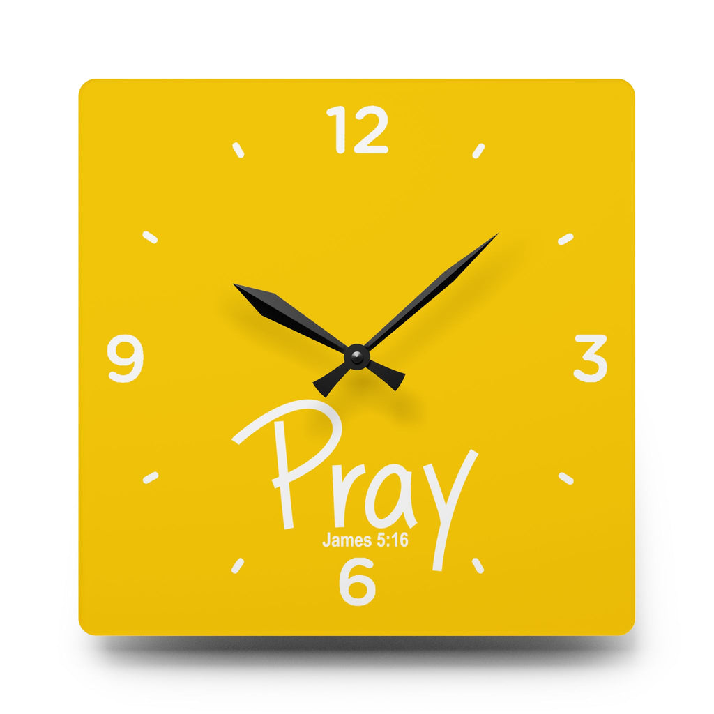 Pray Acrylic Wall Clock – James 5:16 Inspirational Scripture Clock