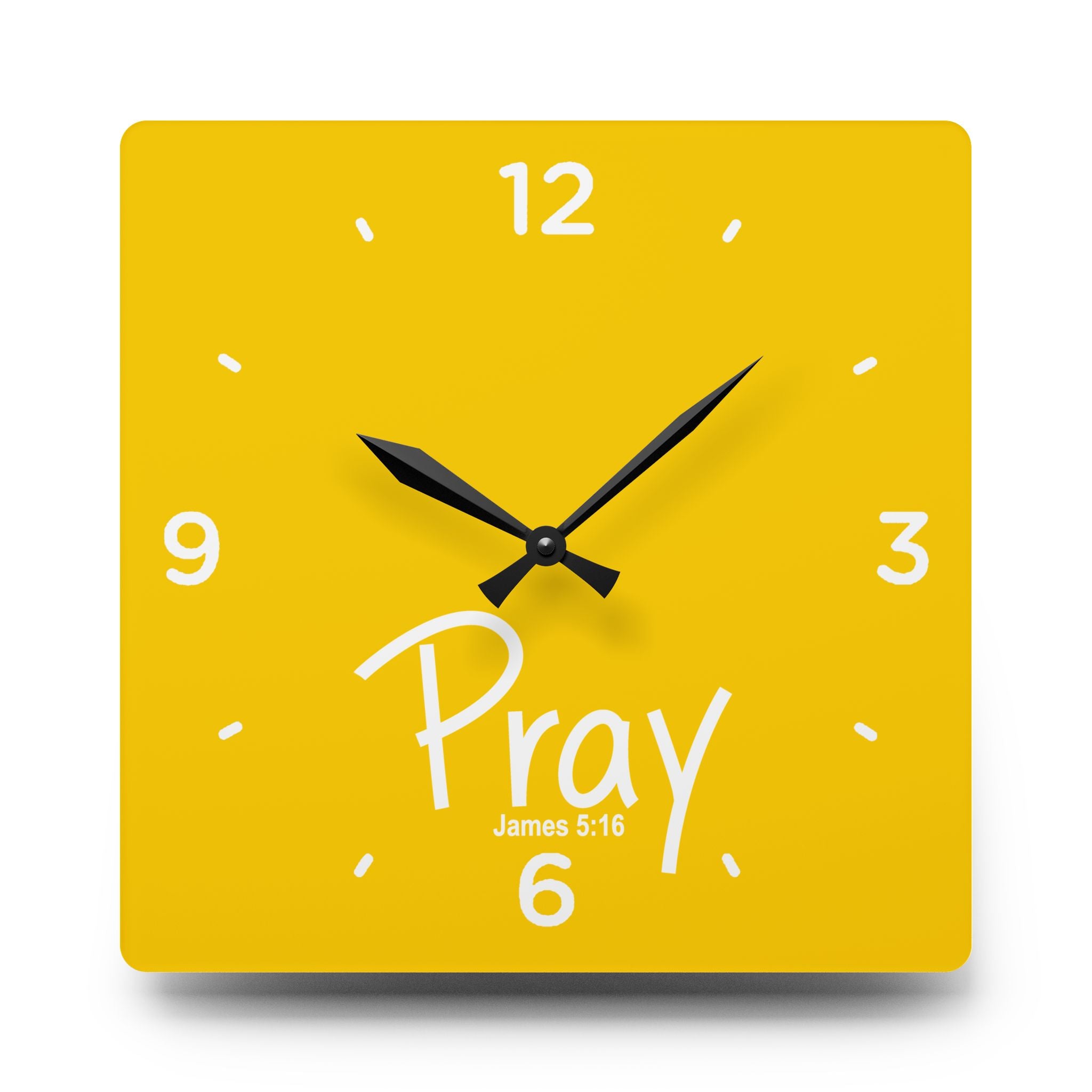 Pray Acrylic Wall Clock – James 5:16 Inspirational Scripture Clock