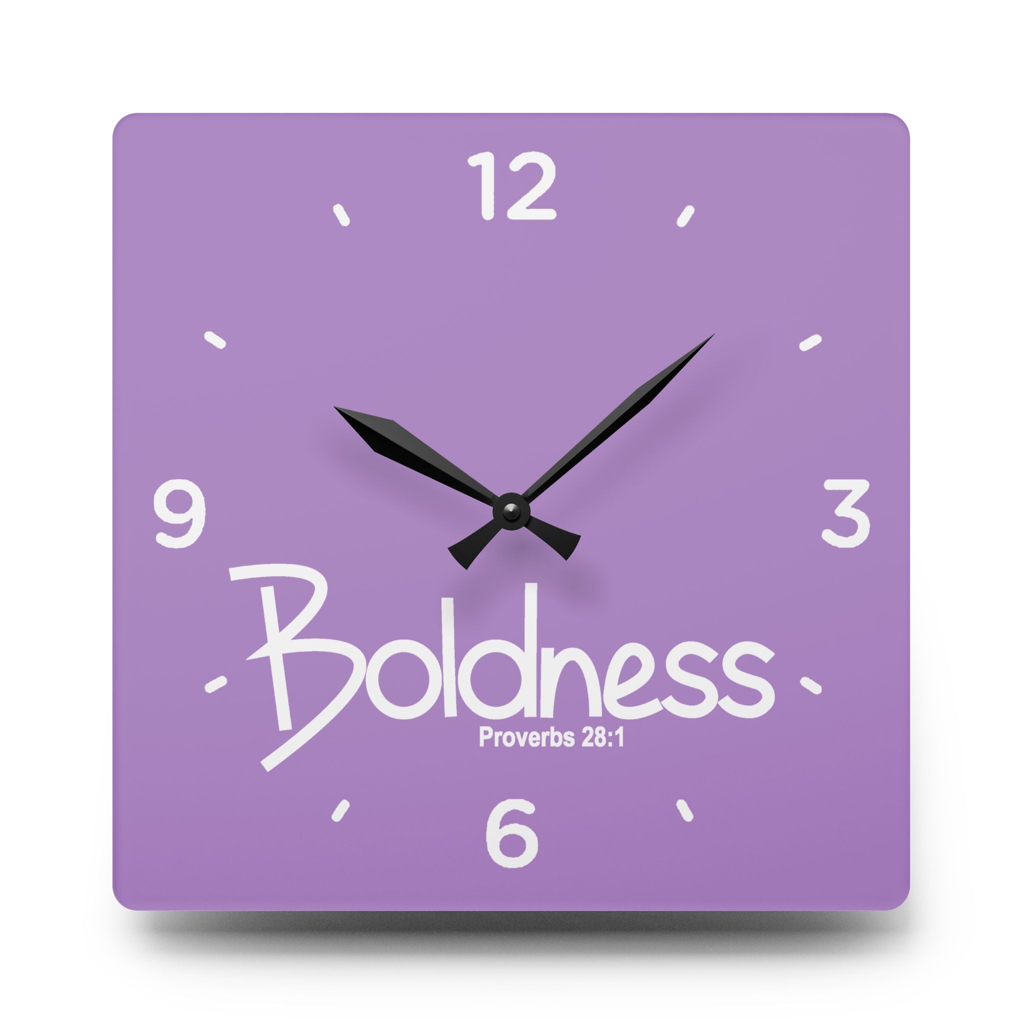Boldness Acrylic Wall Clock – Proverbs 28:1 Inspirational Scripture Clock