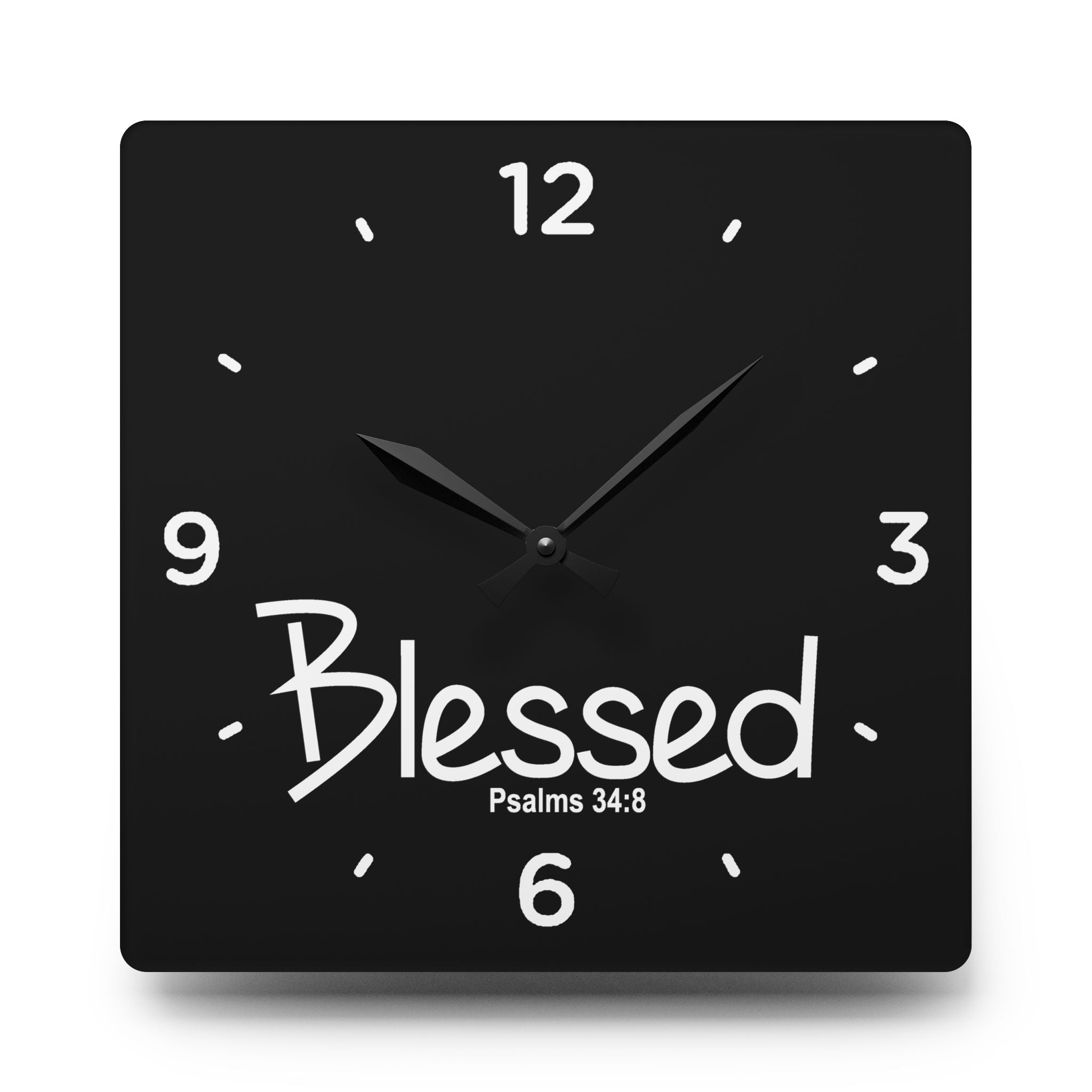 Blessed Acrylic Wall Clock – Psalms 34:8 Inspirational Scripture Clock