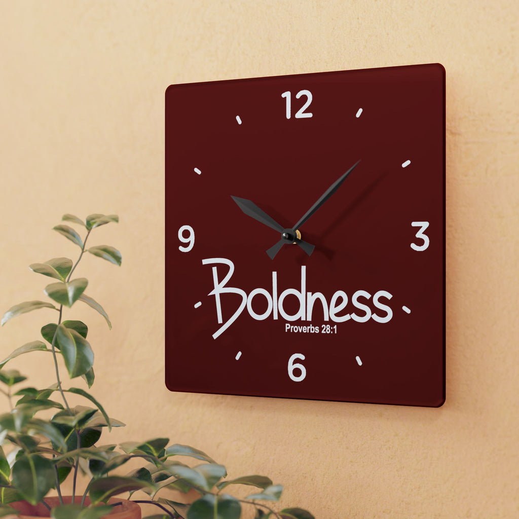 Boldness Acrylic Wall Clock – Proverbs 28:1 Inspirational Scripture Clock