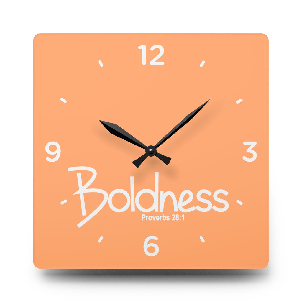 Boldness Acrylic Wall Clock – Proverbs 28:1 Inspirational Scripture Clock
