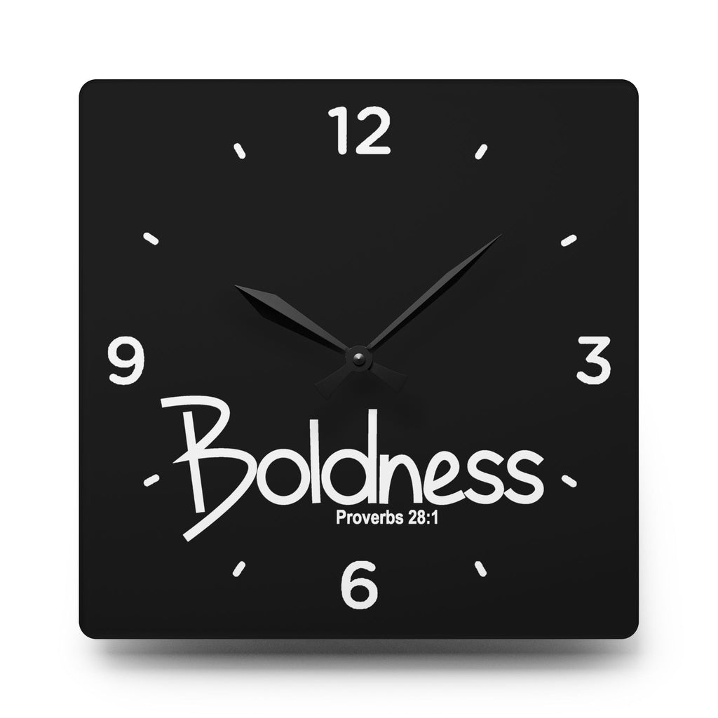 Boldness Acrylic Wall Clock – Proverbs 28:1 Inspirational Scripture Clock