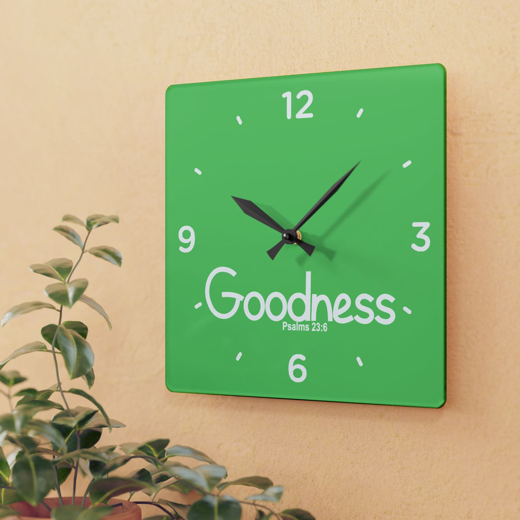 Goodness Acrylic Wall Clock – Psalms 23:6 Inspirational Scripture Clock
