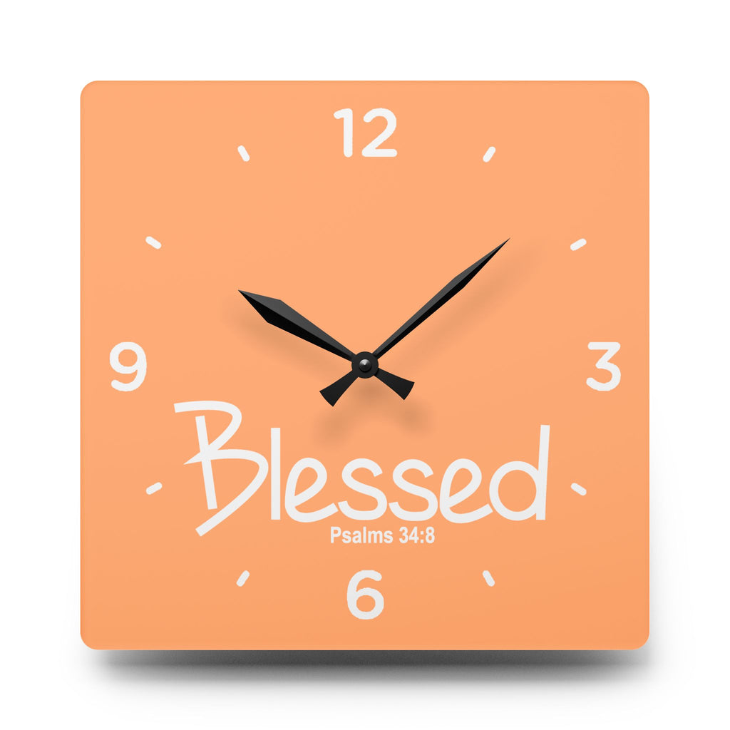 Blessed Acrylic Wall Clock – Psalms 34:8 Inspirational Scripture Clock