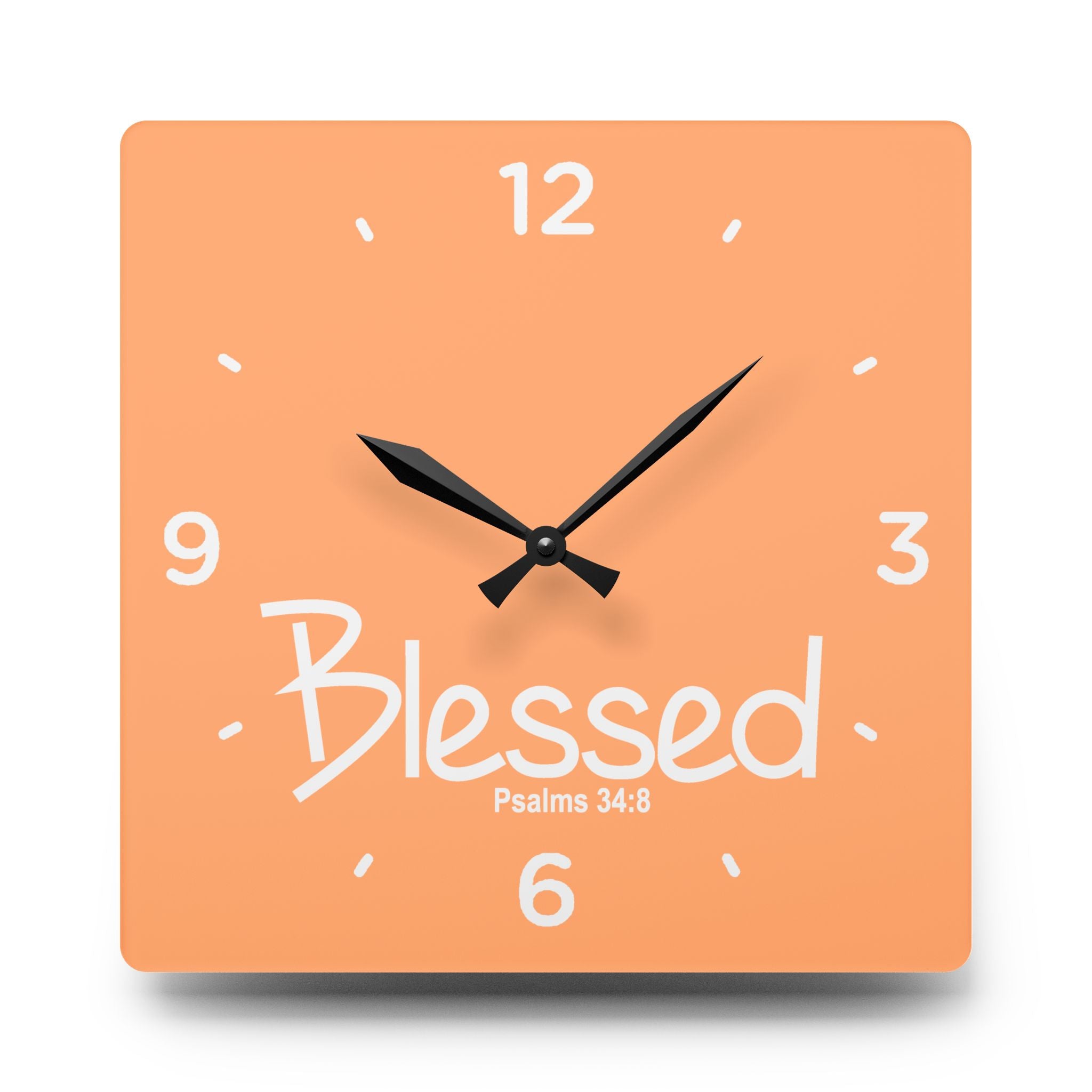 Blessed Acrylic Wall Clock – Psalms 34:8 Inspirational Scripture Clock