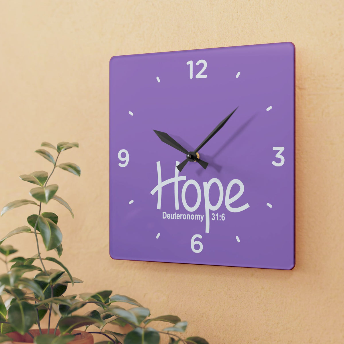 Hope Acrylic Wall Clock – Deuteronomy 31:6 Inspirational Scripture Clock