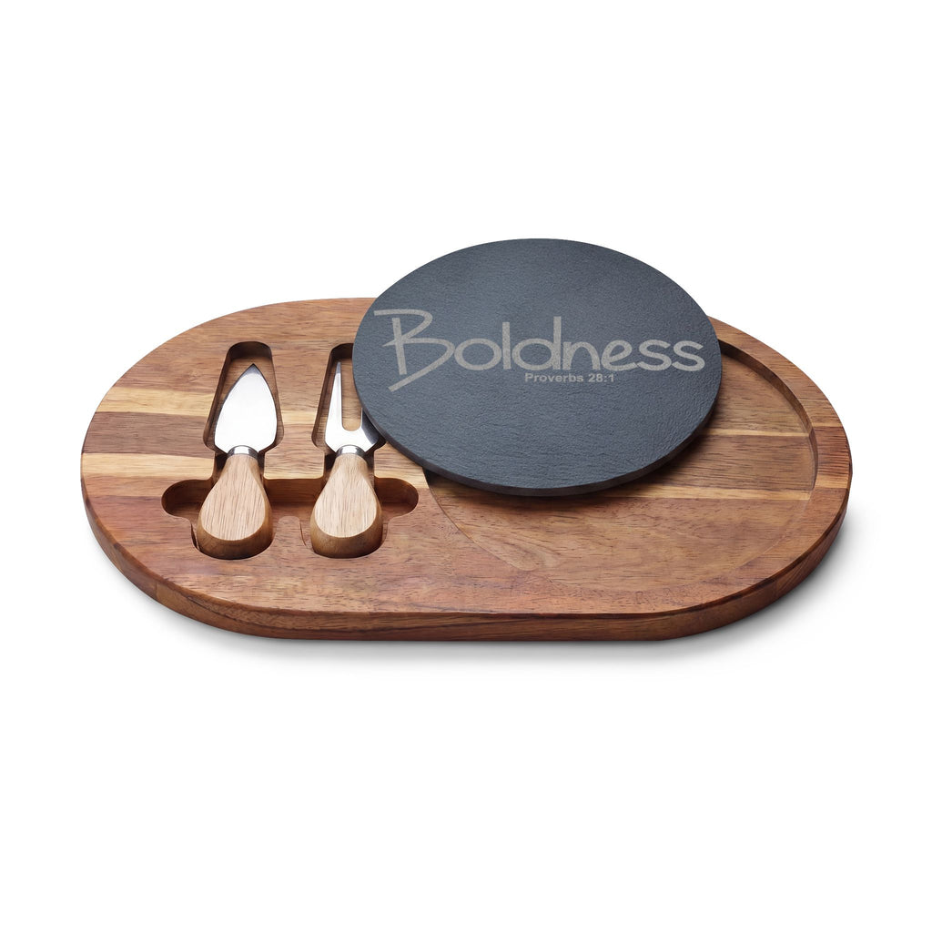 Engraved Charcuterie Board with Slate Insert (Boldness)