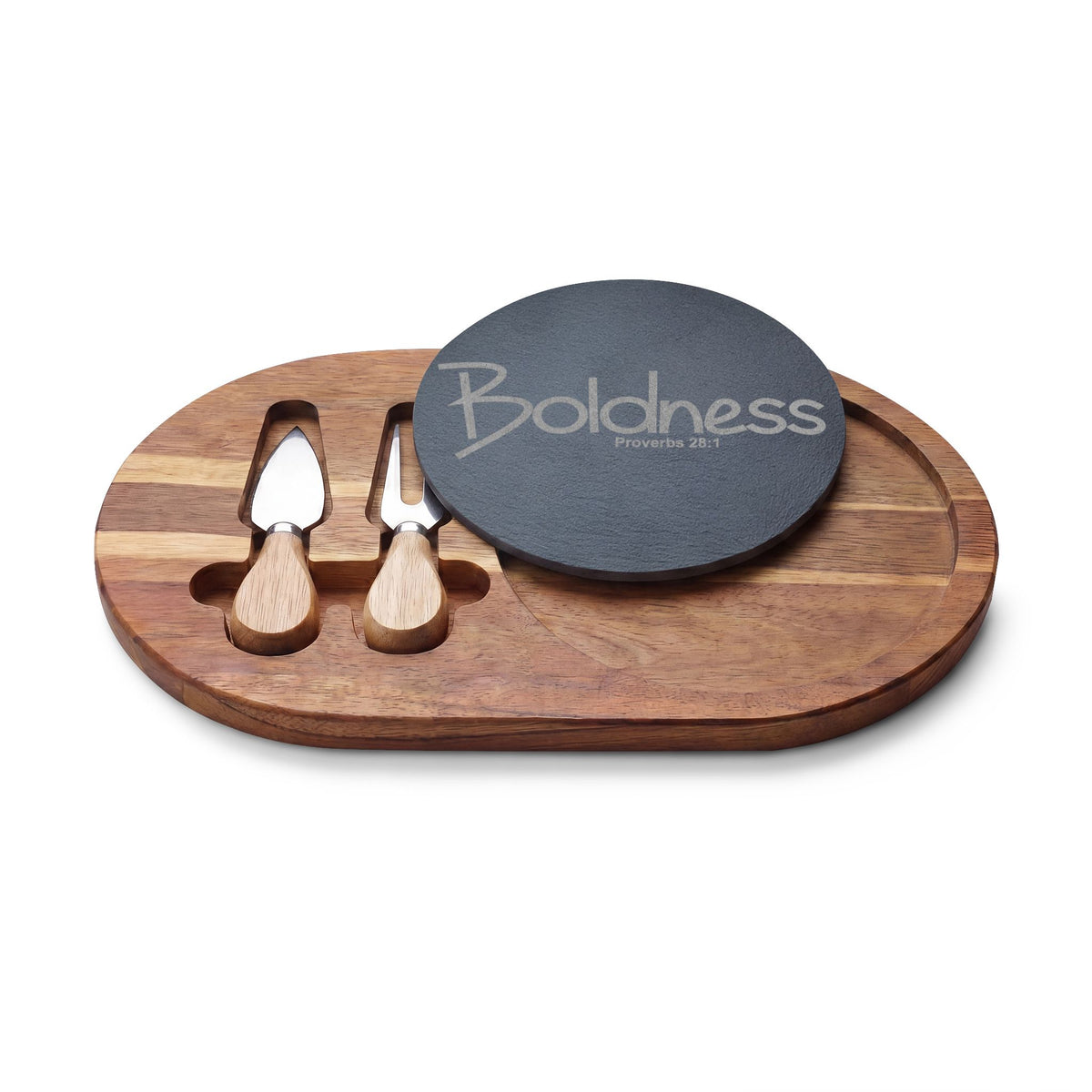Engraved Charcuterie Board with Slate Insert (Boldness)