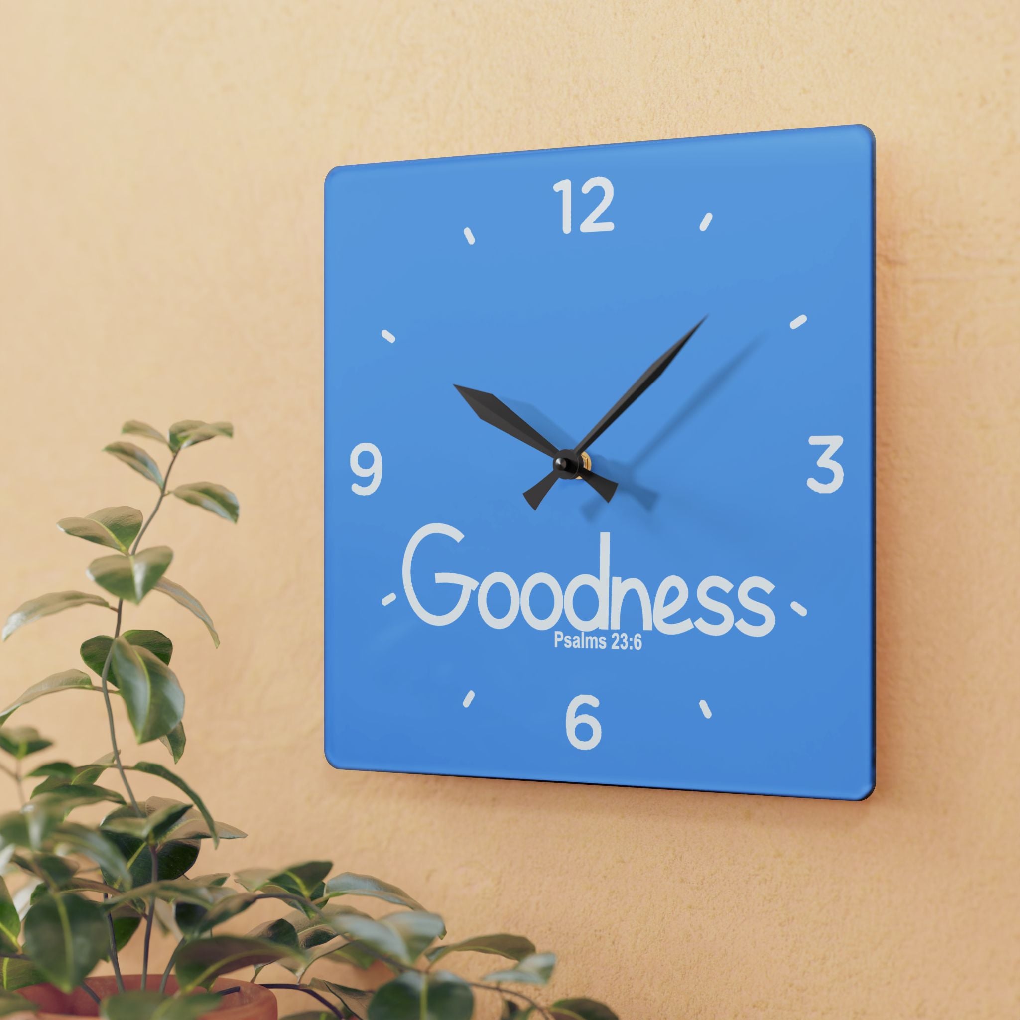 Goodness Acrylic Wall Clock – Psalms 23:6 Inspirational Scripture Clock