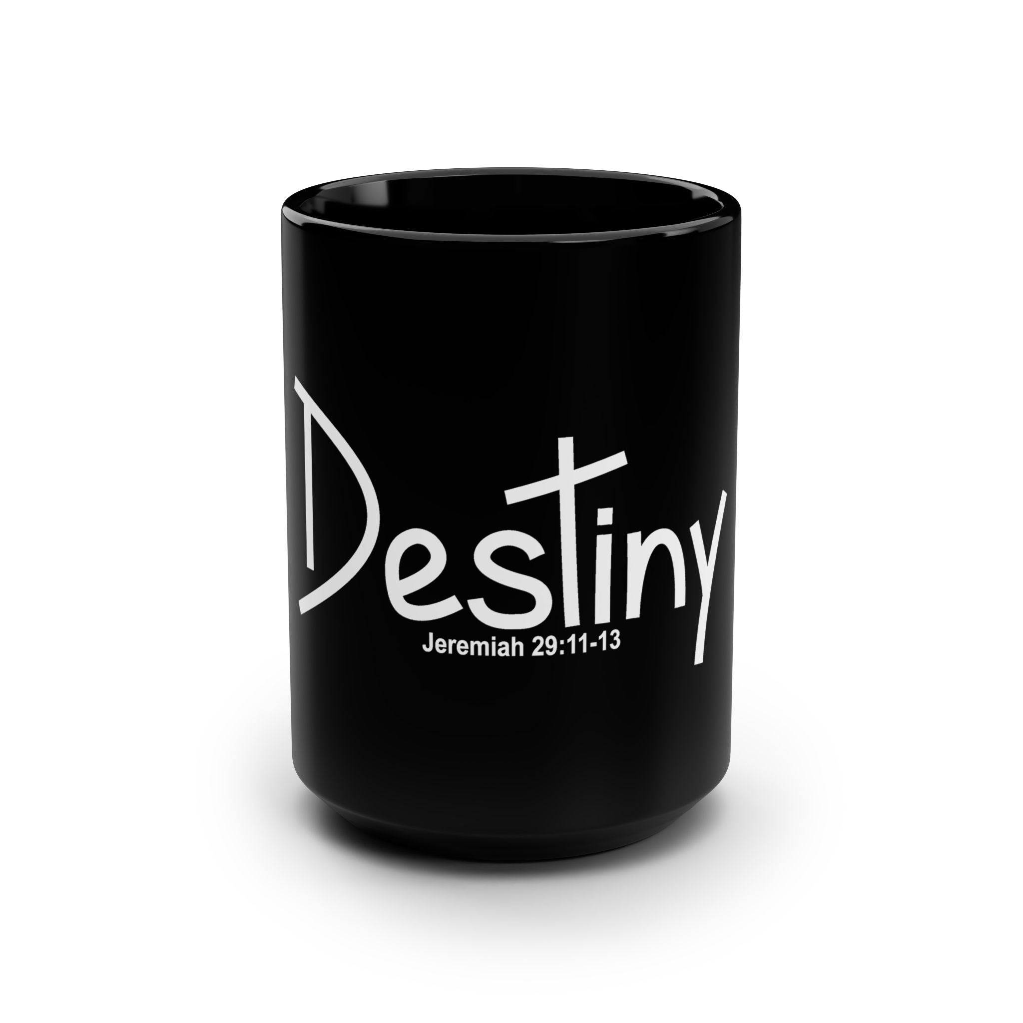 Destiny Jeremiah 29:11-13 Black Ceramic Mug — 15oz Inspirational Faith Coffee Cup