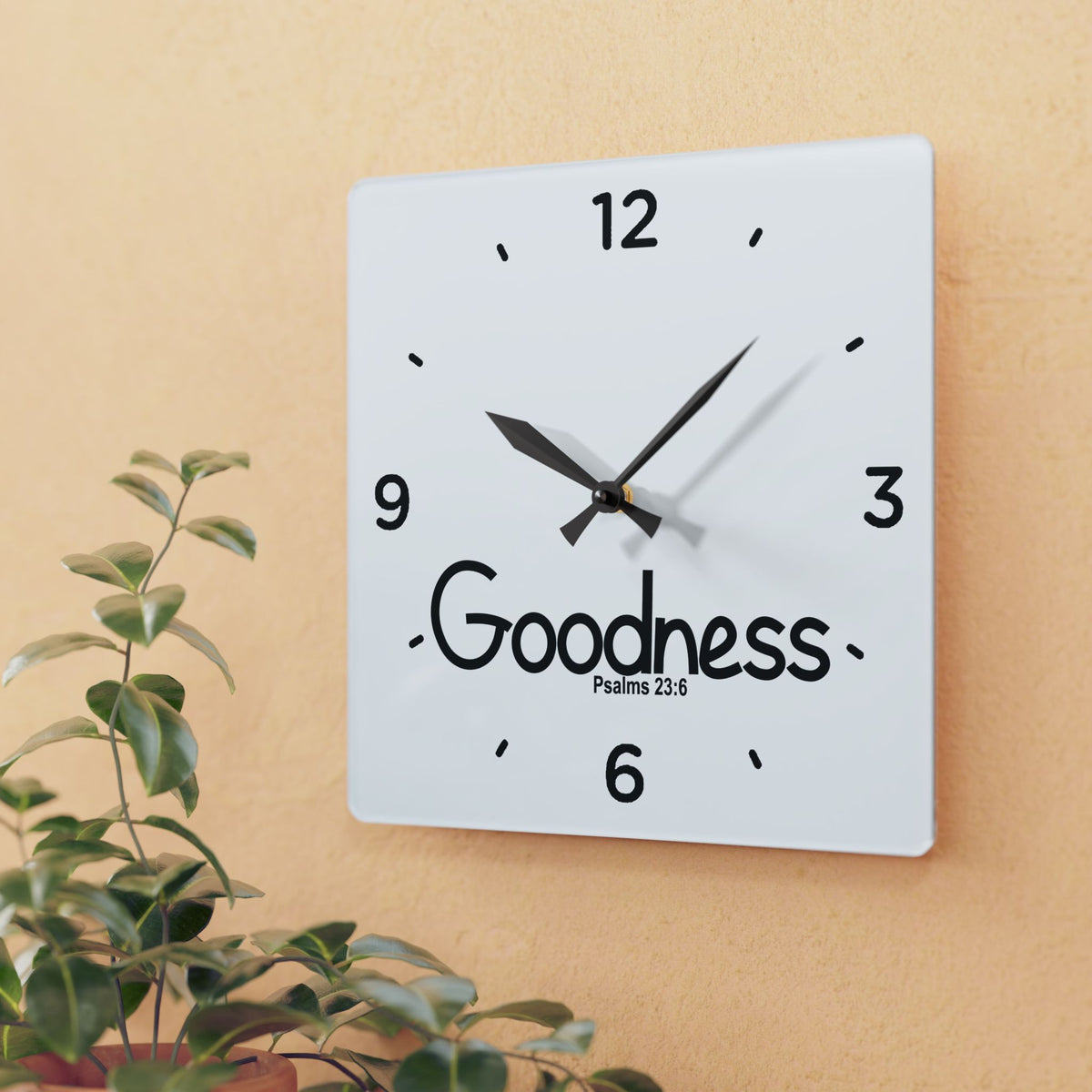 Goodness Acrylic Wall Clock – Psalms 23:6 Inspirational Scripture Clock