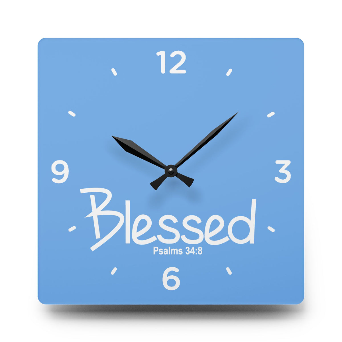 Blessed Acrylic Wall Clock – Psalms 34:8 Inspirational Scripture Clock