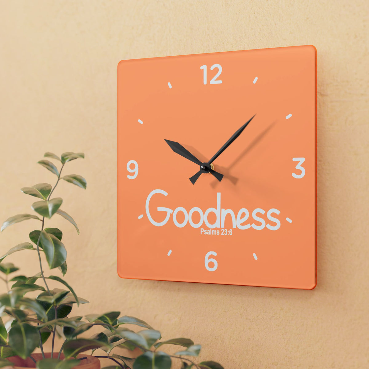 Goodness Acrylic Wall Clock – Psalms 23:6 Inspirational Scripture Clock