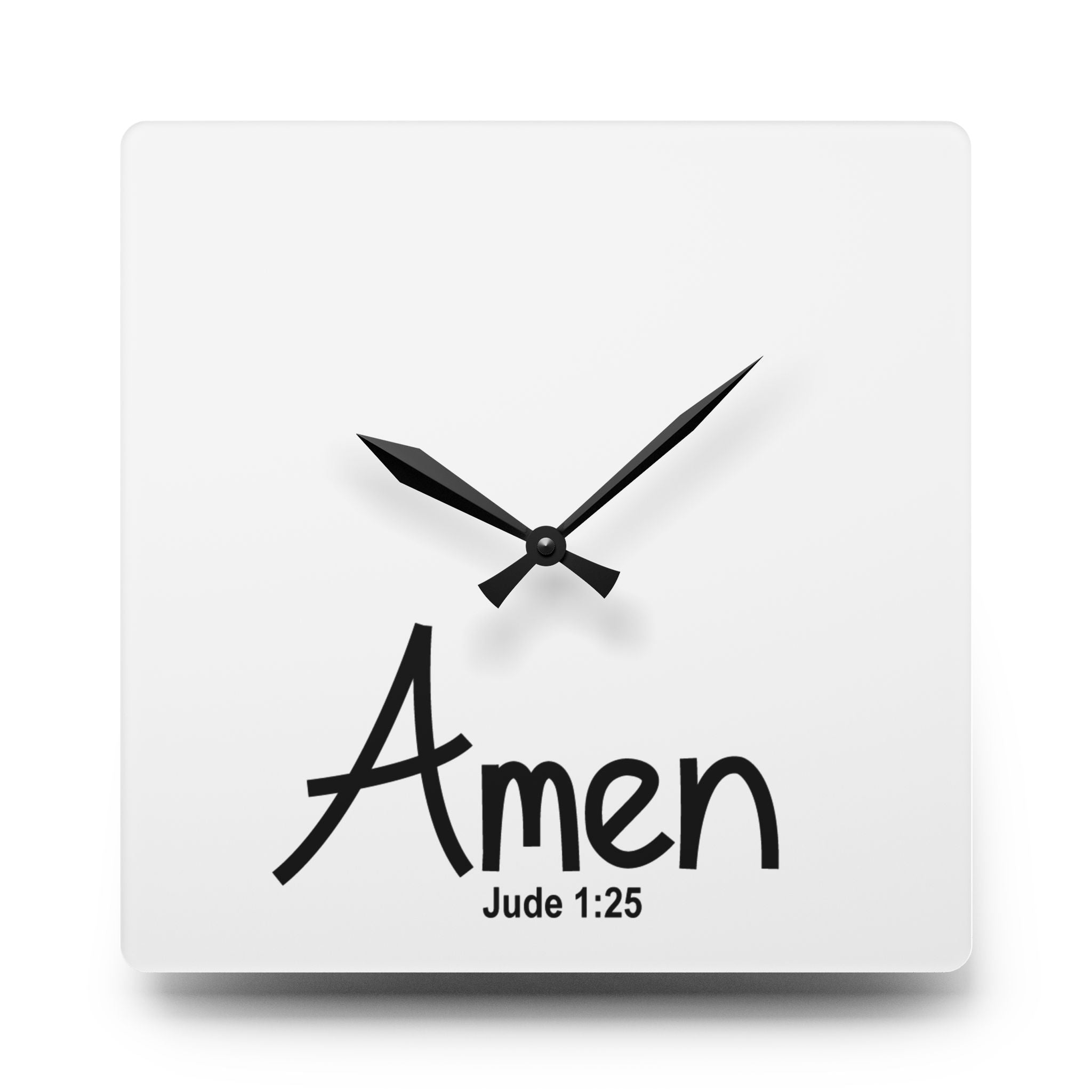 Amen Acrylic Wall Clock — Jude 1:25 Christian Scripture Decor